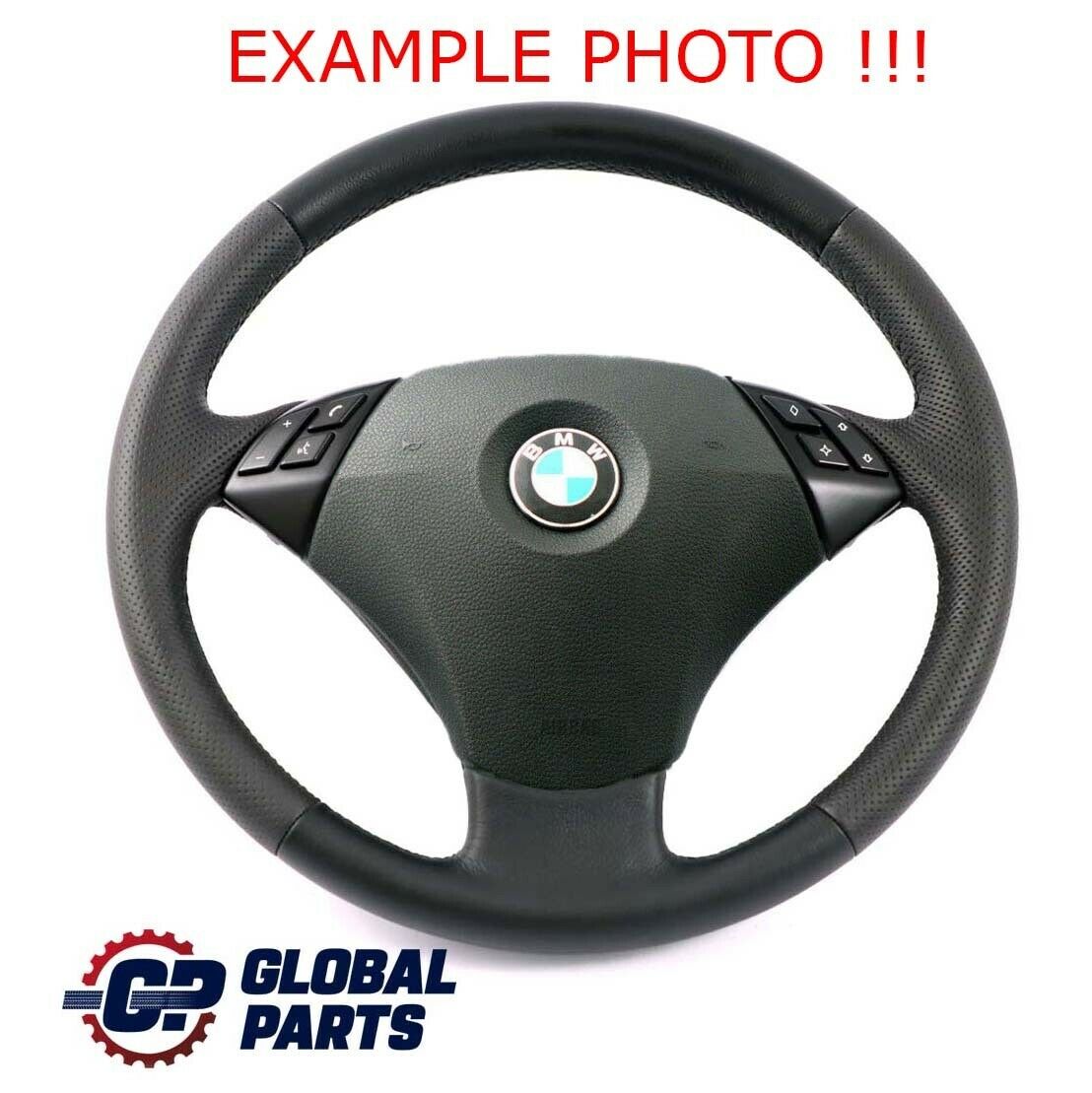 BMW 5 Series E60 E61 LCI Black New Leather Steering Wheel Black Threads