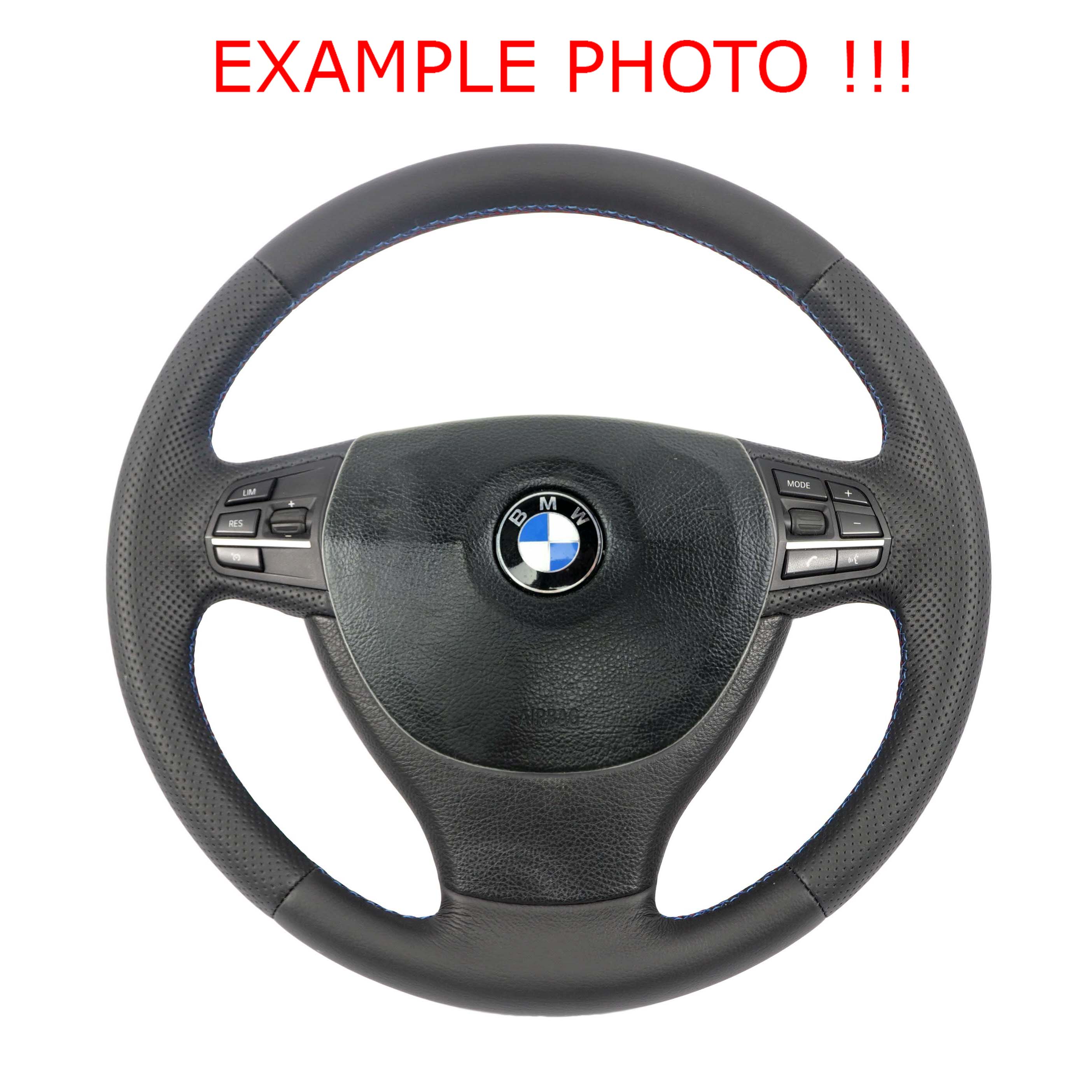 BMW F01 F02 F07 GT F10 F11 NEW Black Leather Steering Wheel M-tricolored