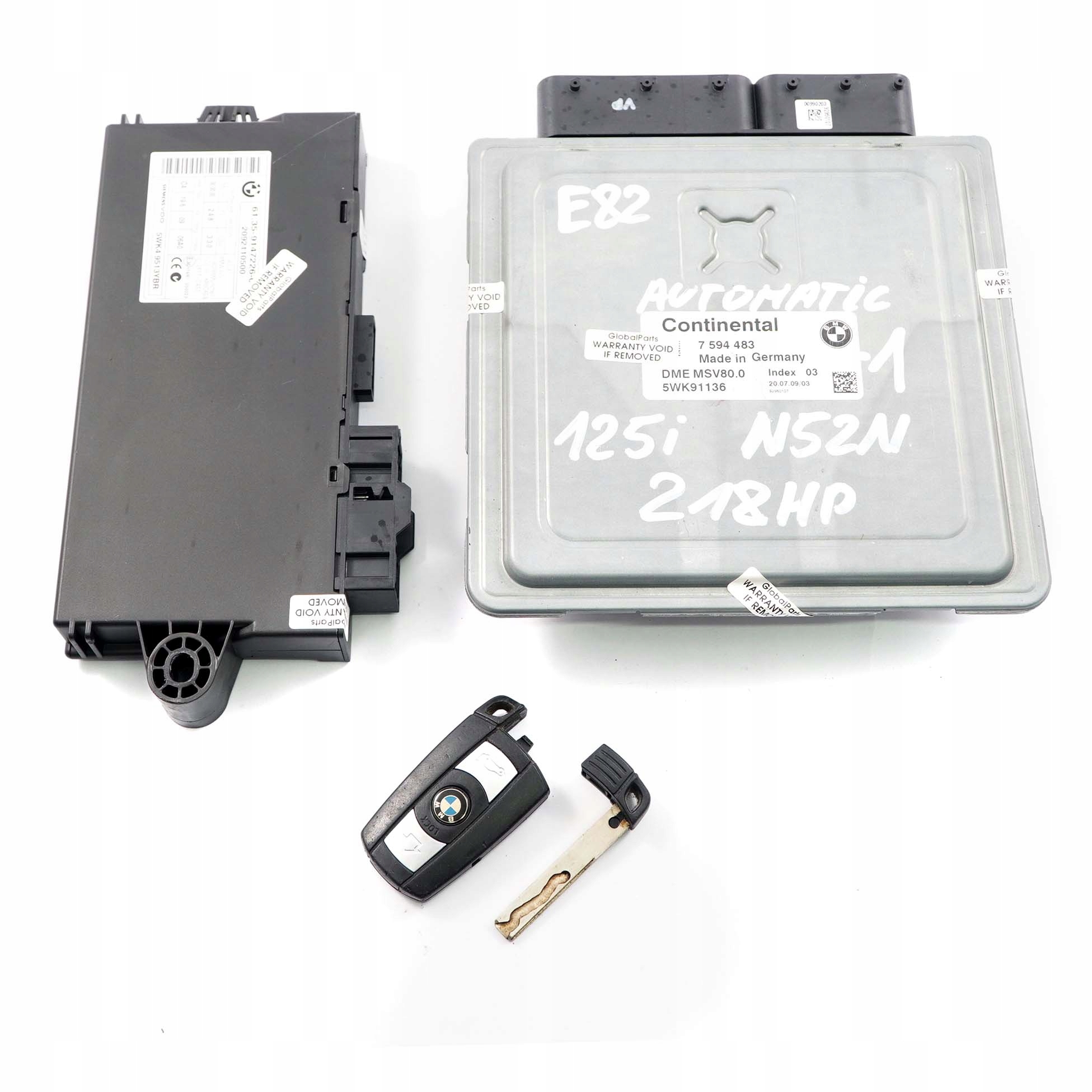 BMW E82 E88 125i N52N 218PS ECU Kit Motor Steuergerät DME 7594483 CAS3 Schlüss