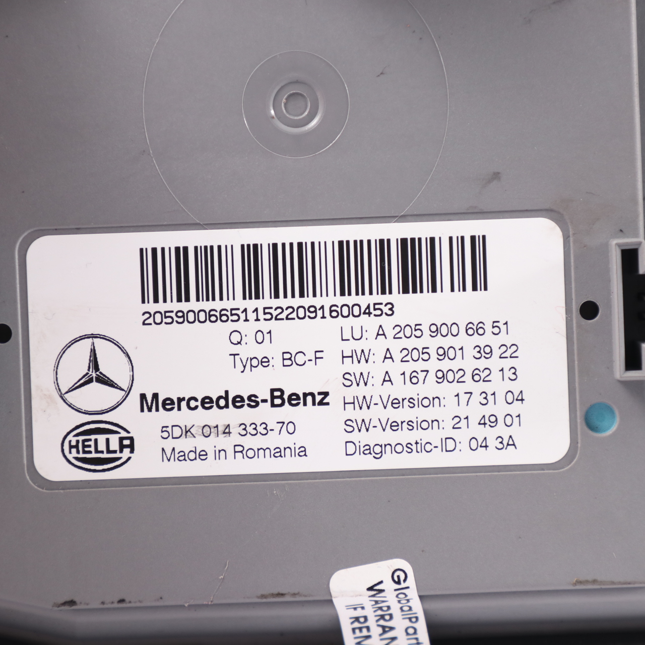 Mercedes C205 C253 Körper Kontrolle Komfort Modul Einheit SAM BCM A2059006651