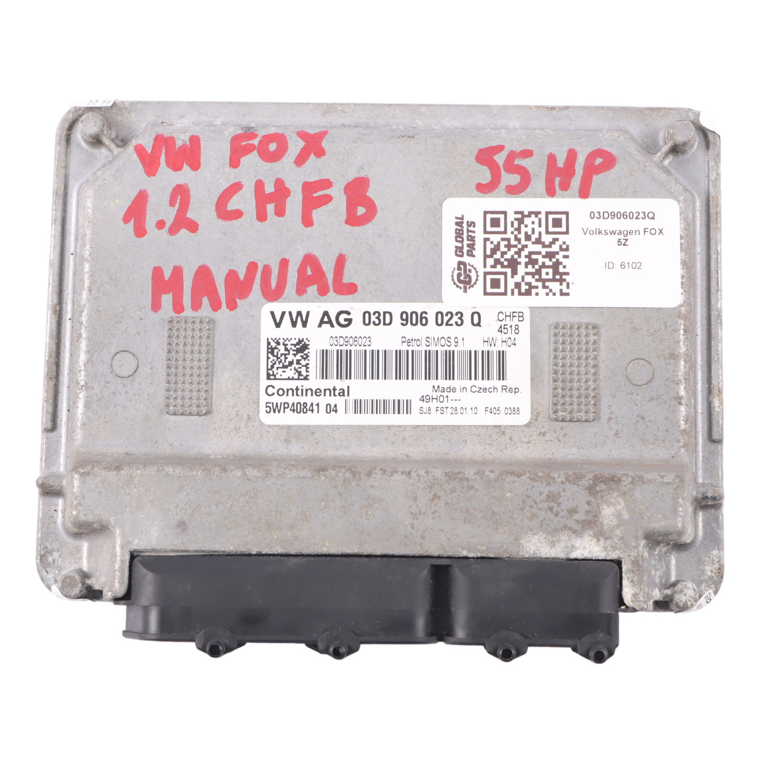 Volkswagen Fox 1.2 Benzin CHFB 55HP Motor Steuerung ECU Manual 03D906023Q