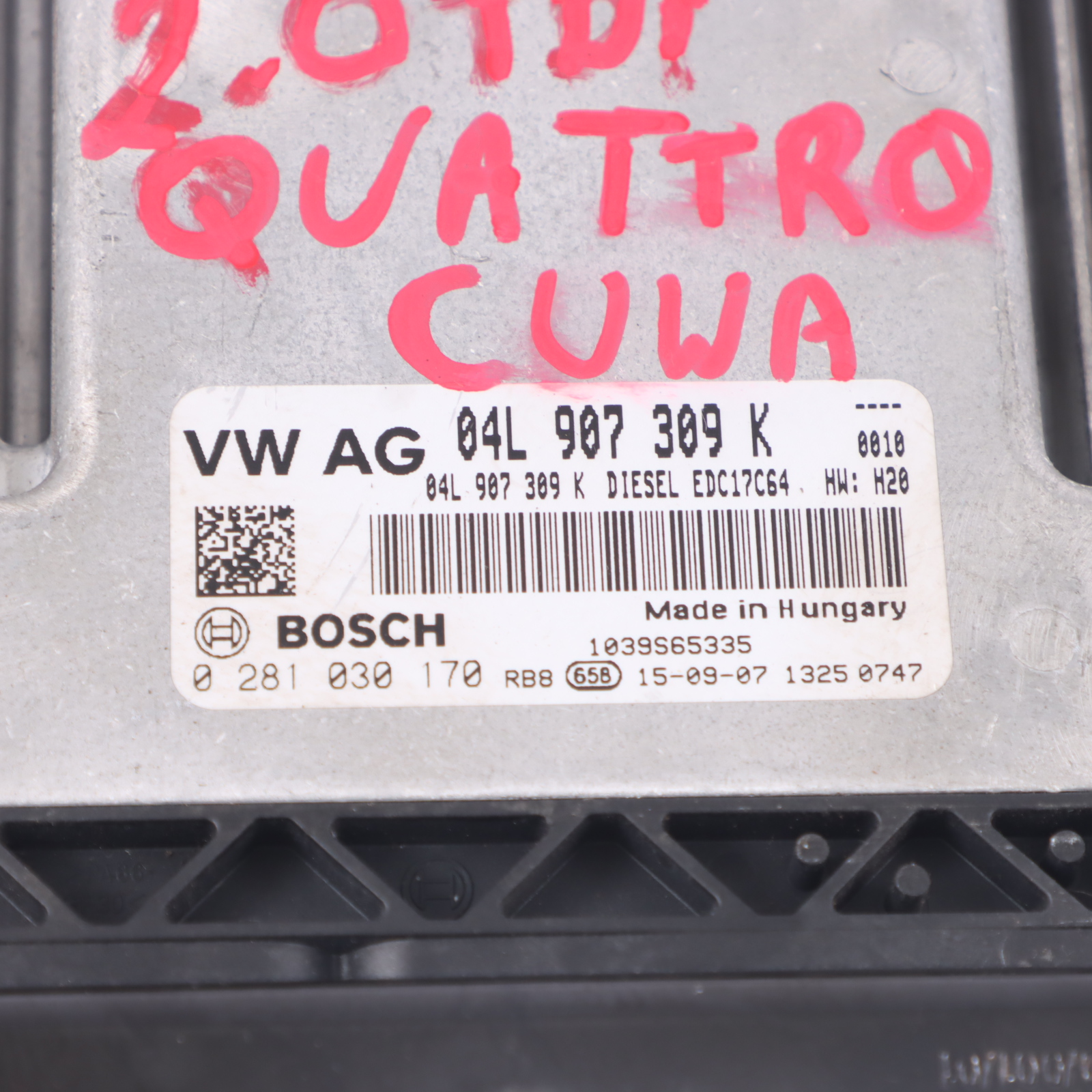 Audi Q3 8U 2.0 TDI Quattro Motor ECU Kit 04L907309K Zündschlüssel