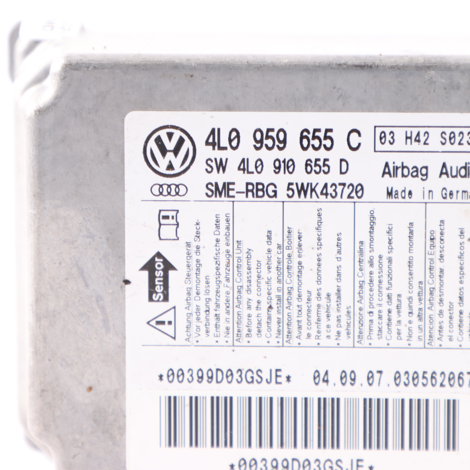 Audi Q7 4L Luftmodul Steuergerät ECU Aufprallsensor 4L0959655C