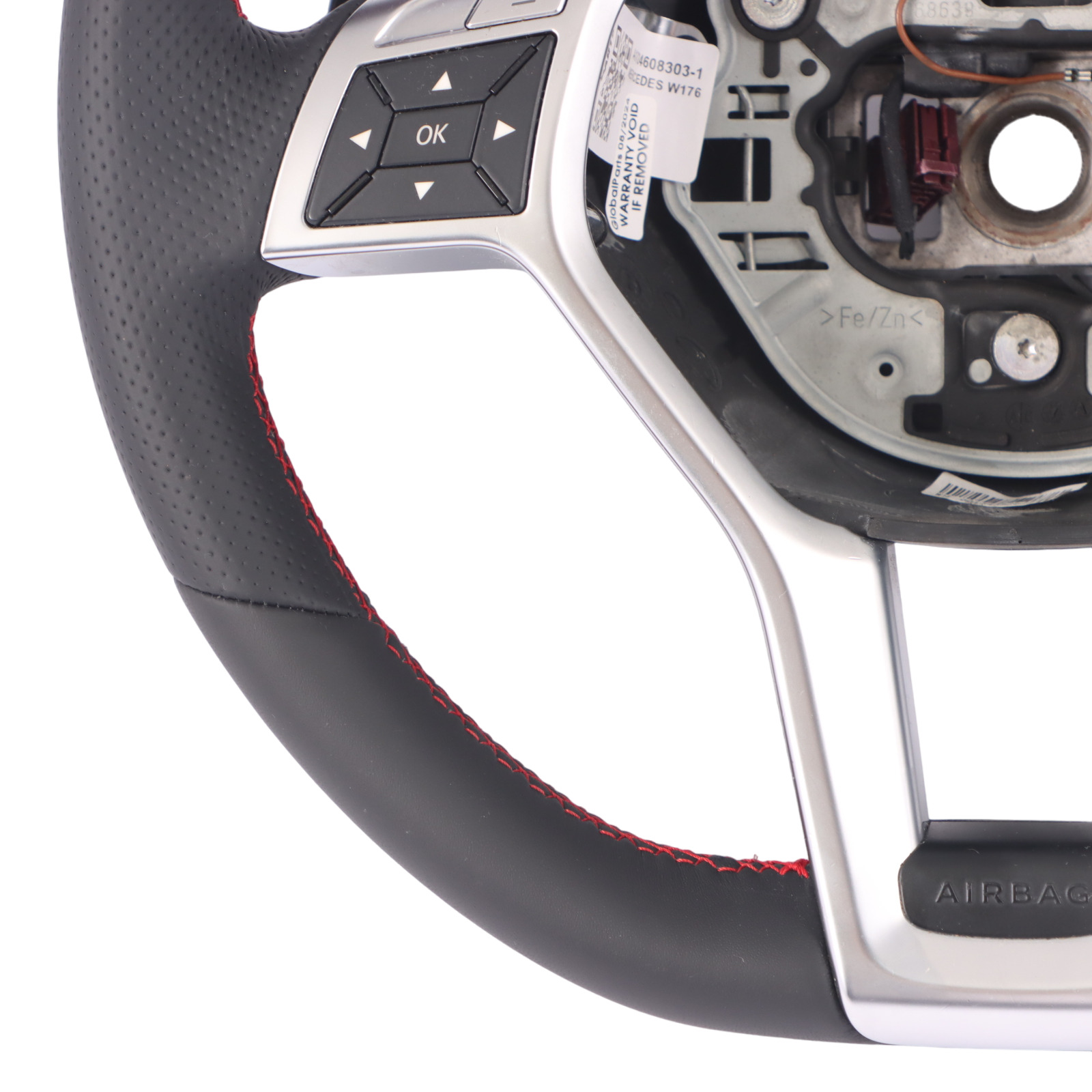 Steering Wheel Mercedes C117 W176 NEW Black Leather Red Threads Paddle Shift