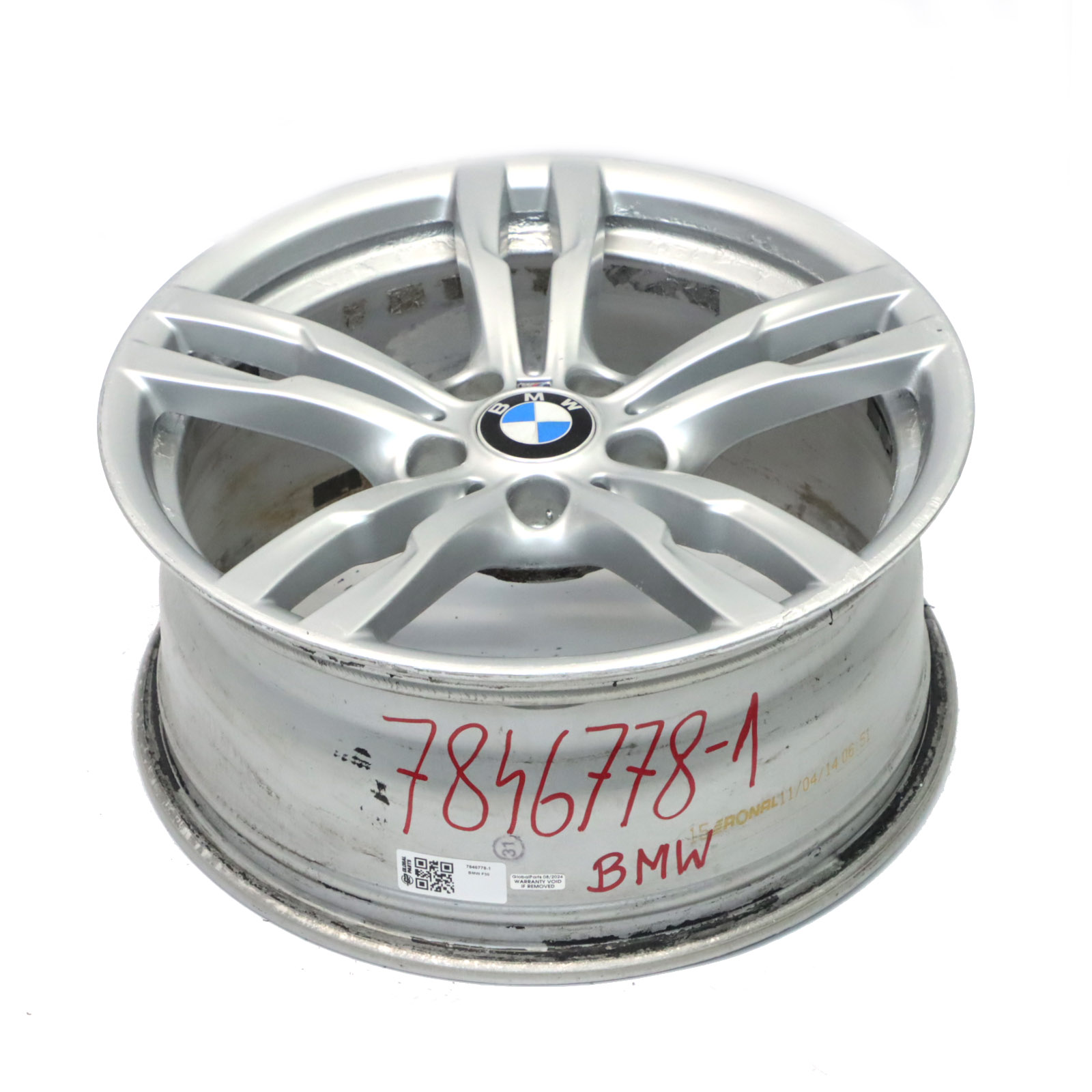 BMW F30 F31 F32 Silver Wheel Alloy Rim 18" 8J ET:34 M Double Spoke 441 7846778