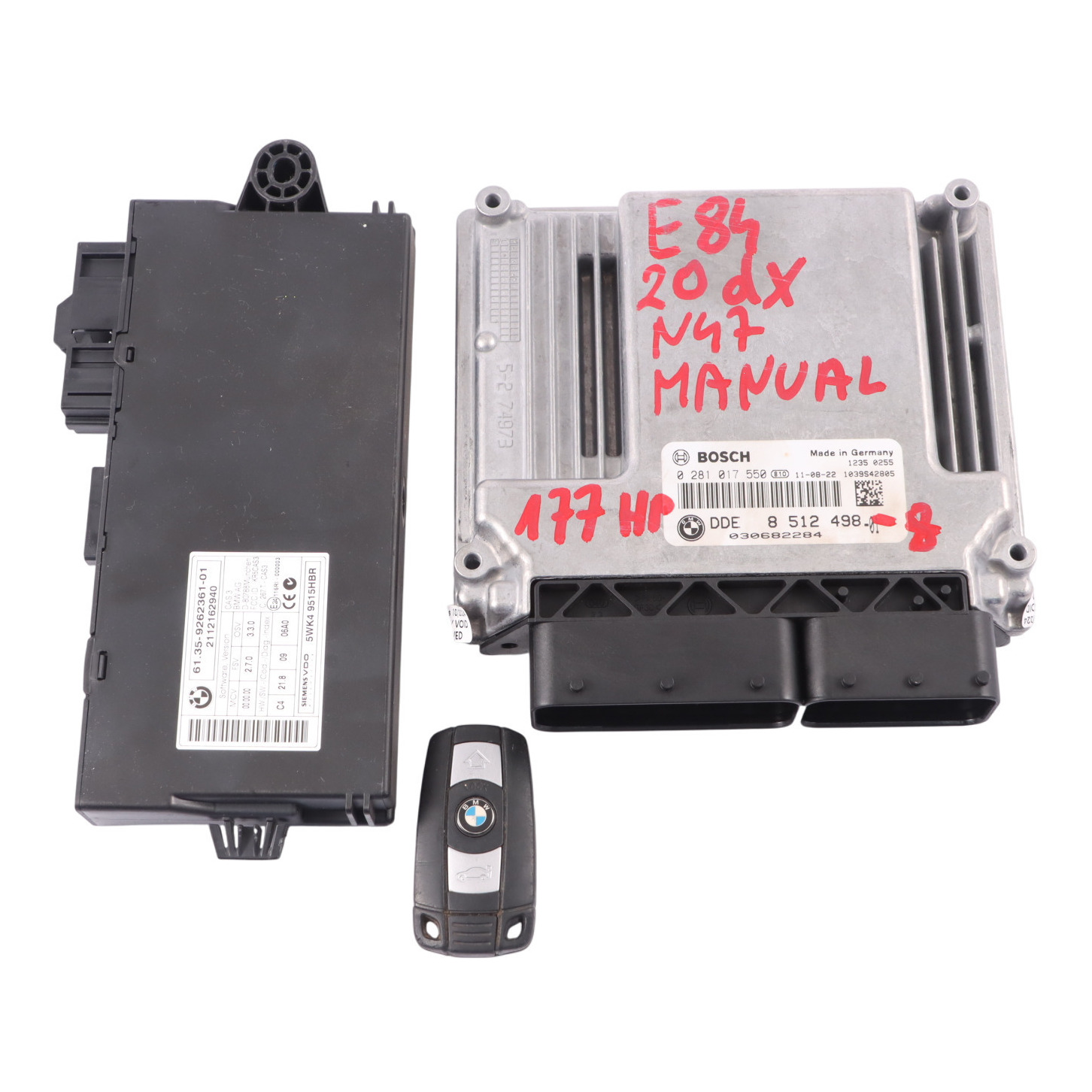 BMW X1 E84 E90 LCI 20dX 320xd N47 177PS ECU Kit DDE 8512498 CAS3 Schlüssel