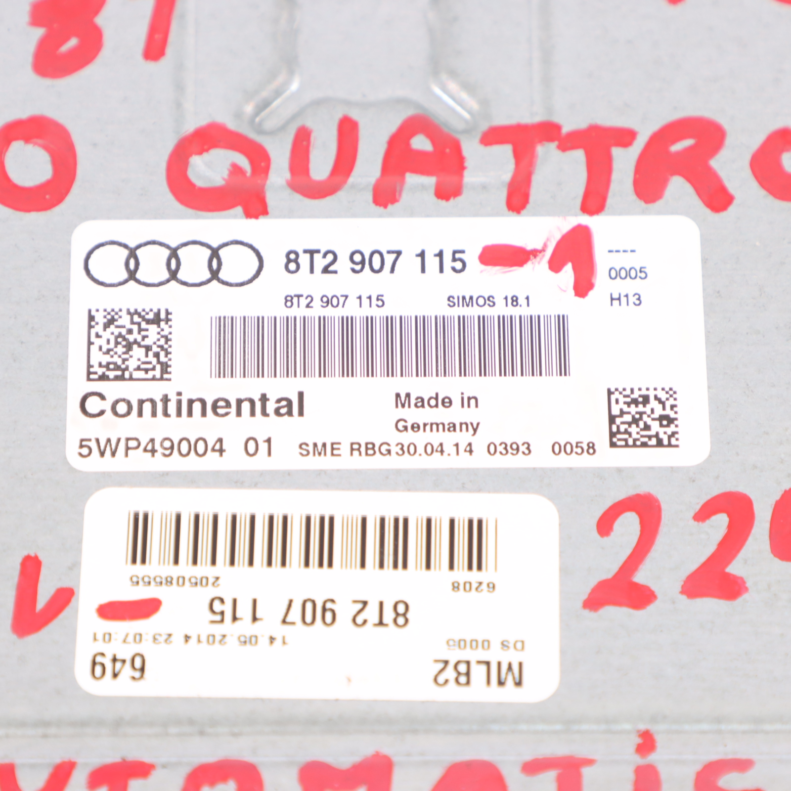 Audi A5 8T 2.0 TFSI CNCD Quattro 224PS Motor ECU Kit 8T2907115 Schlüssel Zündung