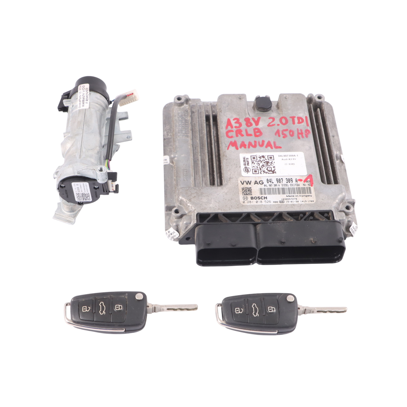 Audi A3 8V 2.0 TDI CRLB 150HP Motor ECU Kit Zündung 2 Schlüss 04L907309A Manual