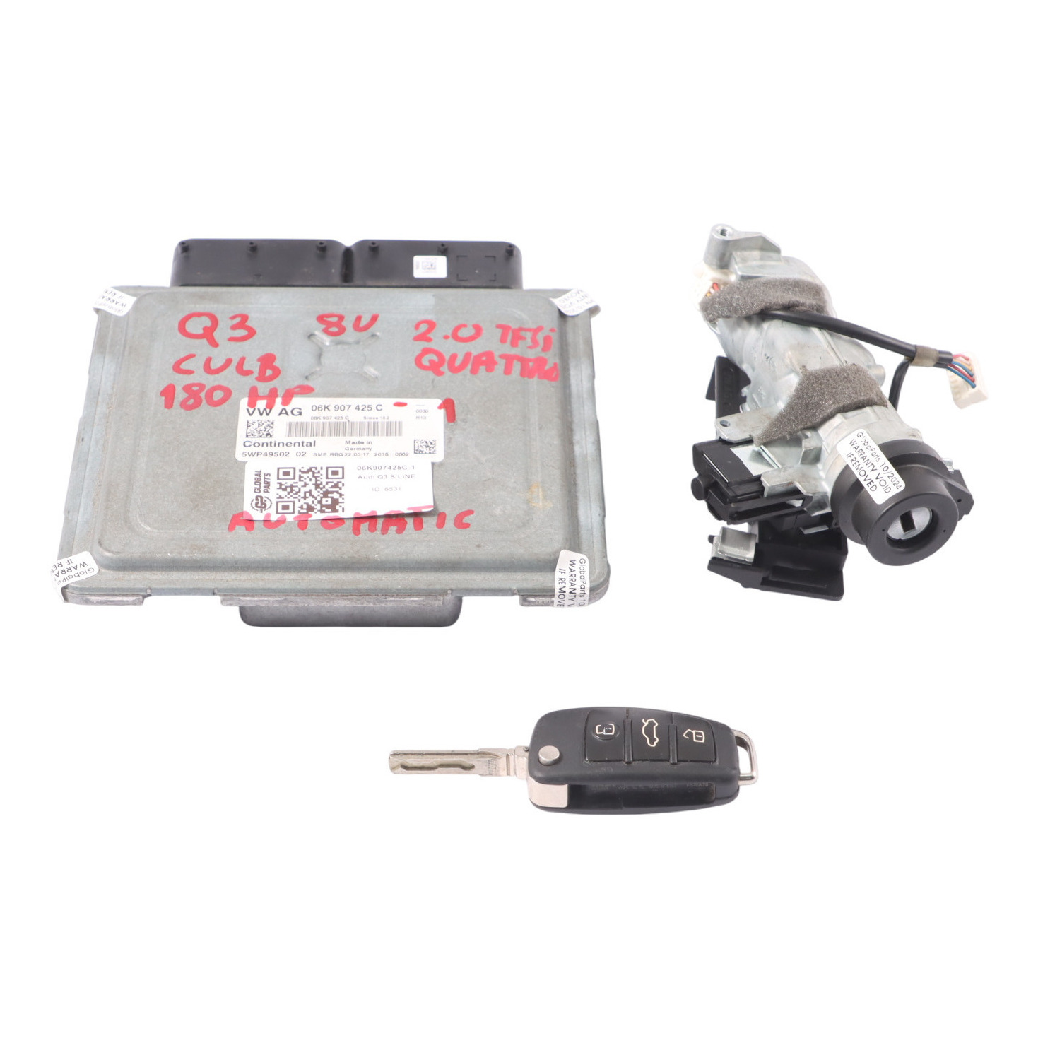 Audi Q3 8U 2.0 TFSI CULB 180HP Quattro Motor ECU Kit 06K907425C Zündschlüssel