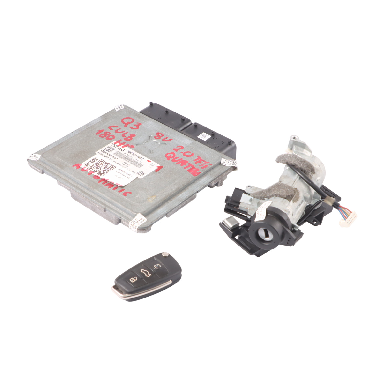 Audi Q3 8U 2.0 TFSI CULB 180HP Quattro Motor ECU Kit 06K907425C Zündschlüssel