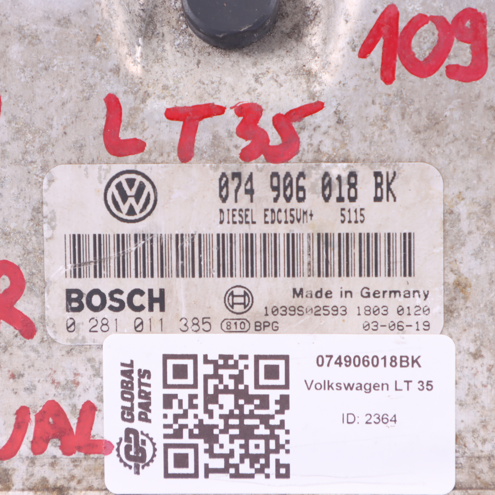 VW Volkswagen LT 35 2.5 TDI AVR 109PS Motor ECU Kit 074906018BK Schaltgetriebe