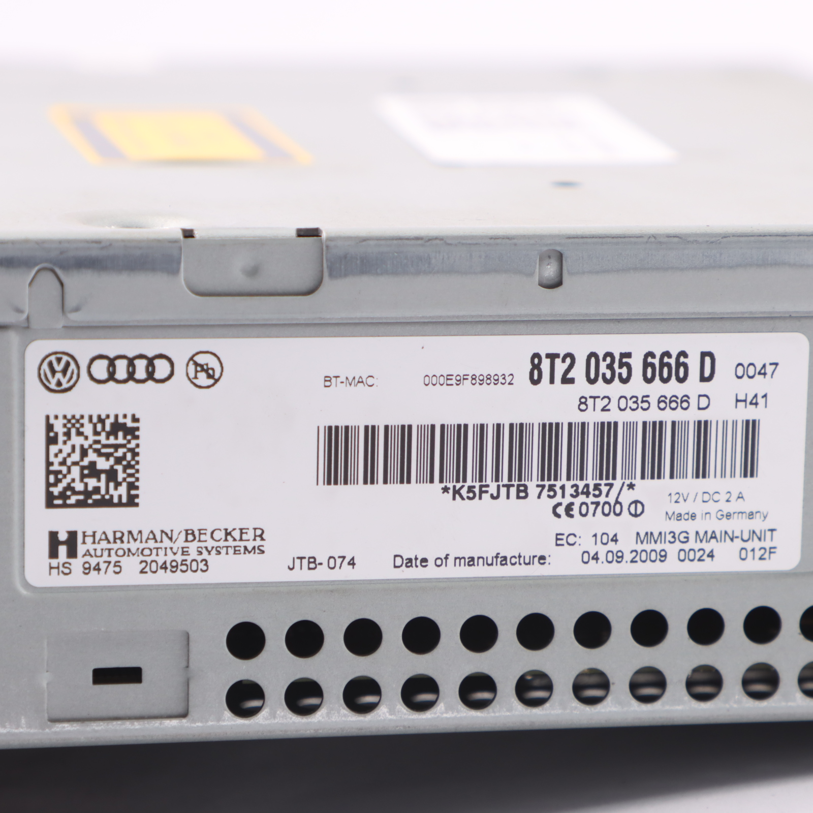 Audi A5 8T CD Spieler Radio Multimedia MMI Hauptgerät ECU 8T2035666D