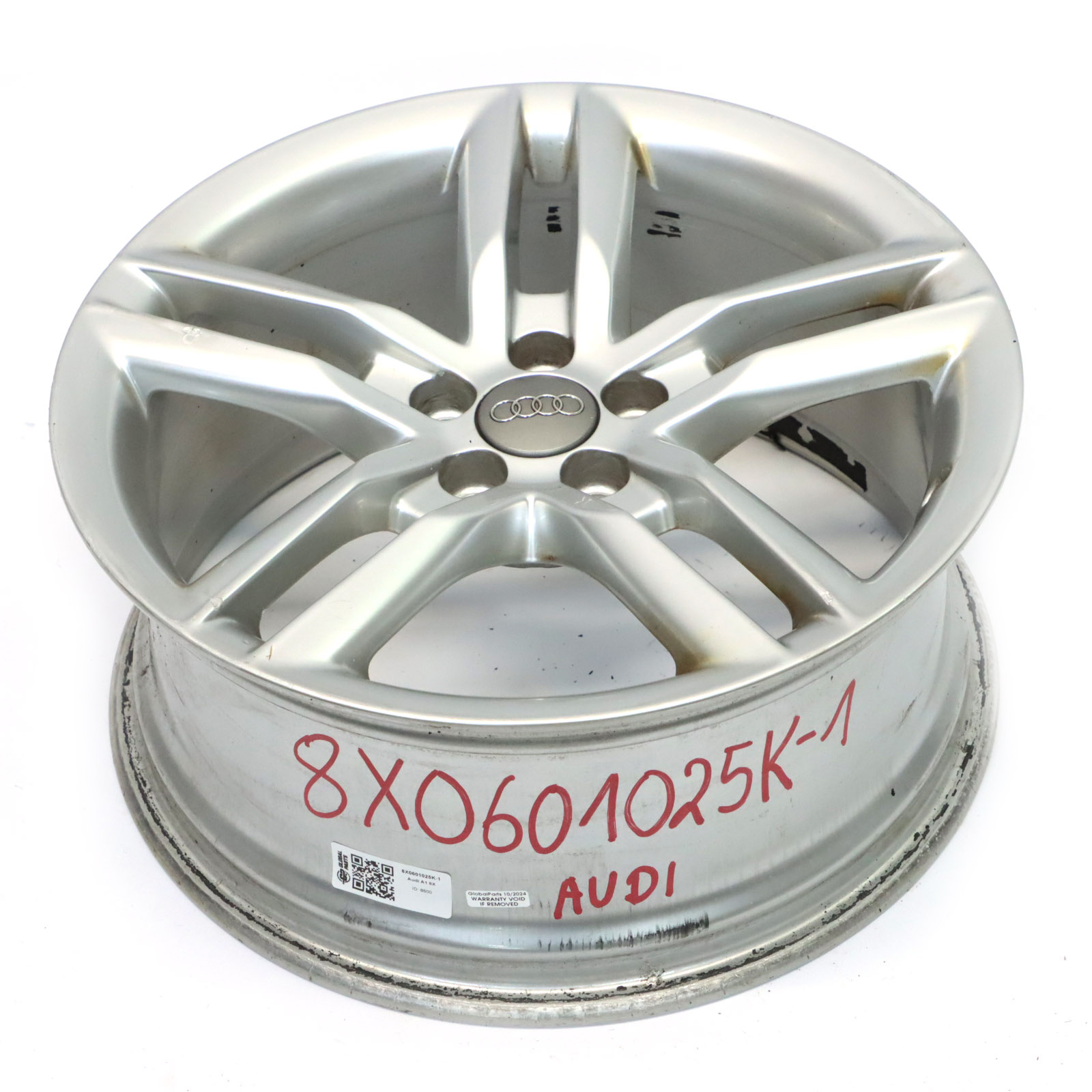 Audi A1 8X Silberne Leichtmetallfelge 17" 7.5J ET36 Doppel Speiche 8X0601025K