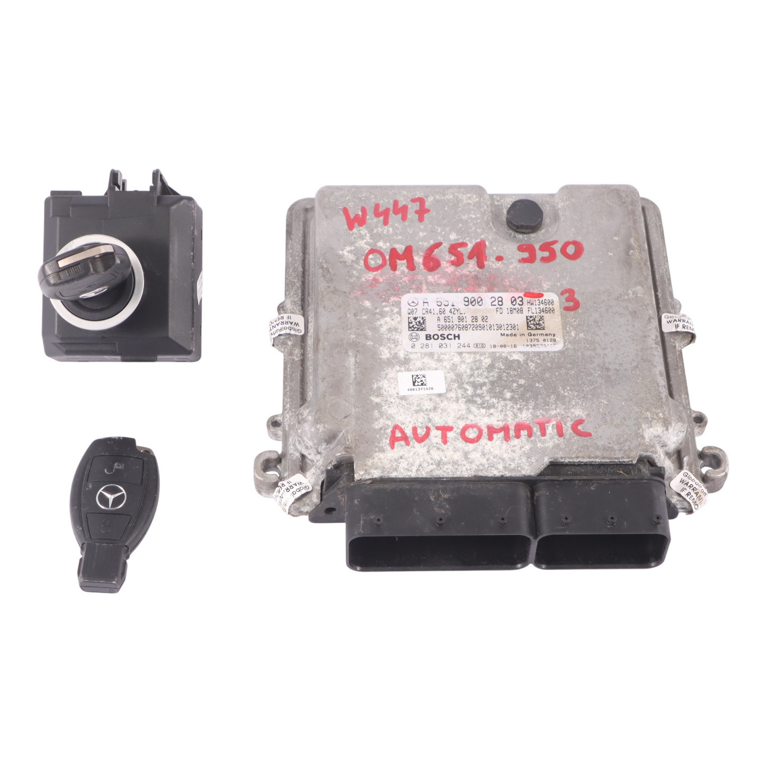 Mercedes Vito W447 114 CDI 651.950 Motor ECU Kit Zündung 2 Schlüssel A6519002803