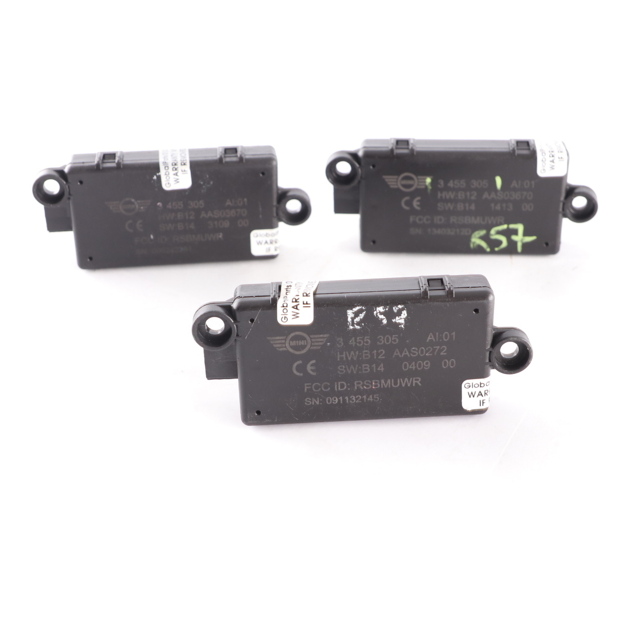 3 x Mini R57 R58 R59 DWA Tür alarm anlage Modul Steuergerät Satz 3455305