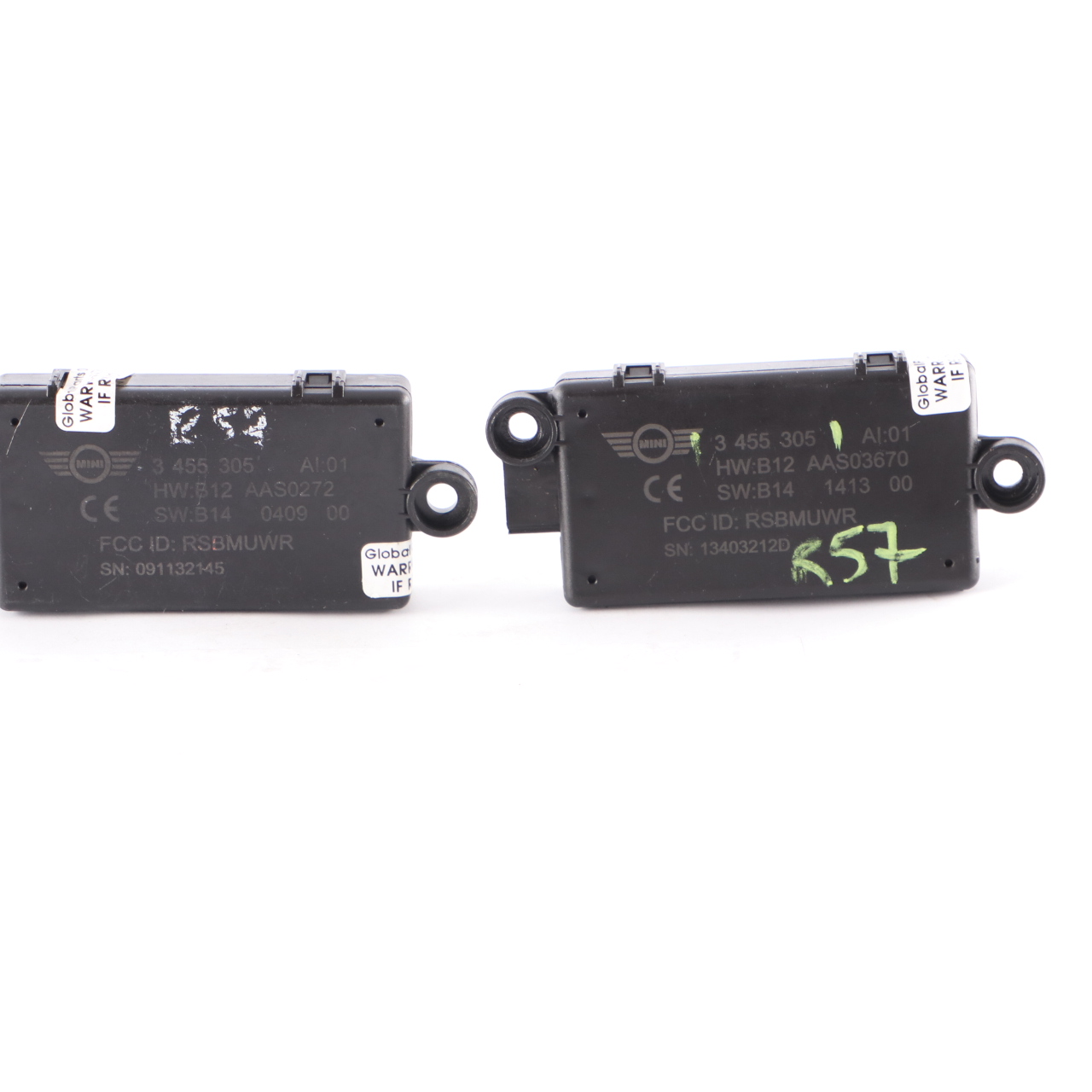 3 x Mini R57 R58 R59 DWA Tür alarm anlage Modul Steuergerät Satz 3455305