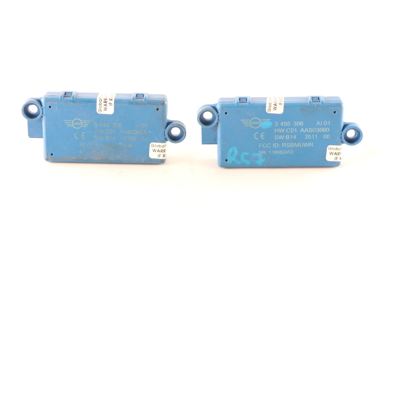 2 x Mini R57 Cabrio DWA Tür alarm anlage Steuergeräte satz 3455306