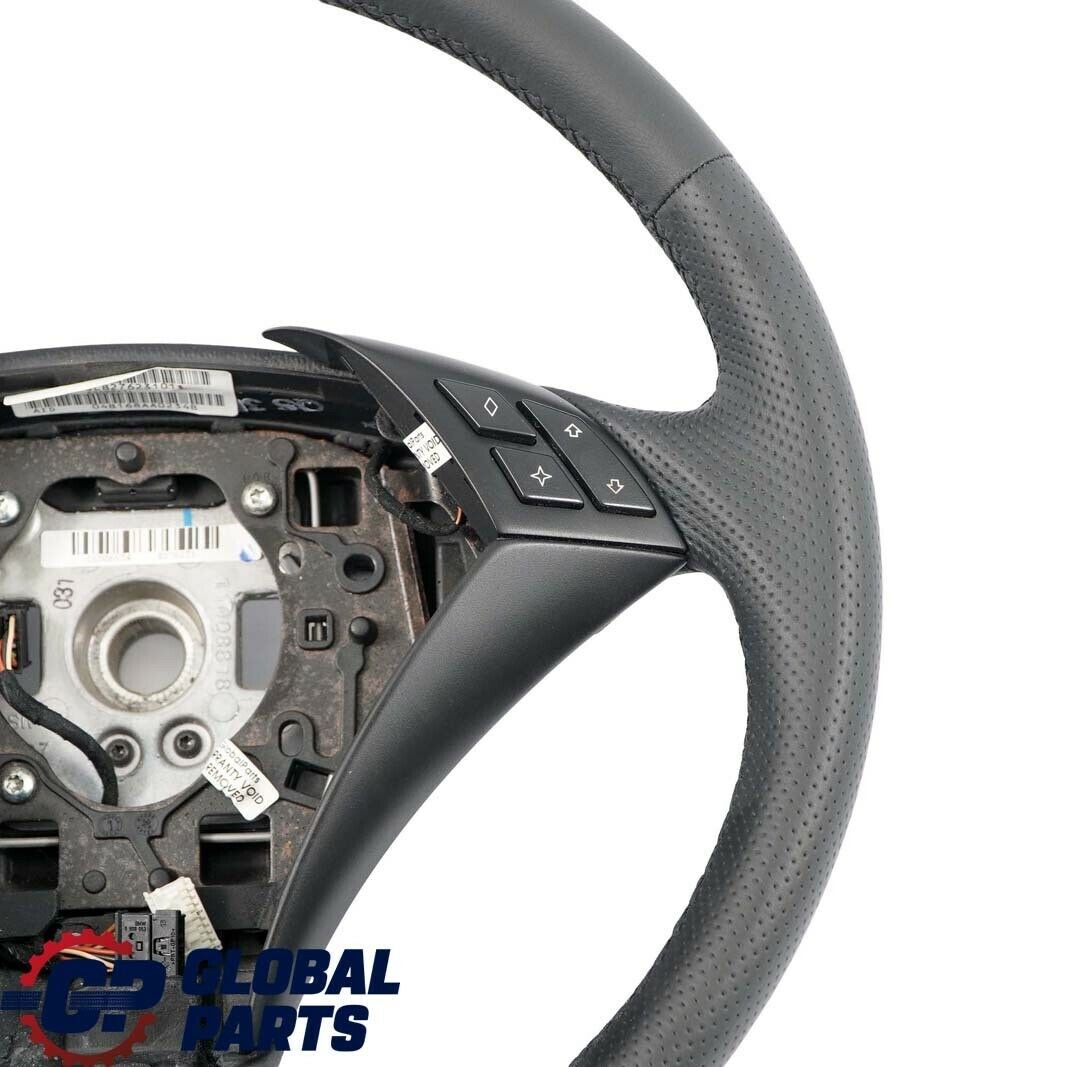 BMW 5 Series E60 E61 NEW Black Leather Steering Wheel Black Threads