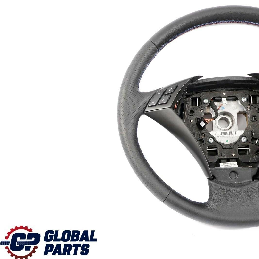 BMW 5 Series E60 E61 Black New Leather Steering Wheel M-tricolored