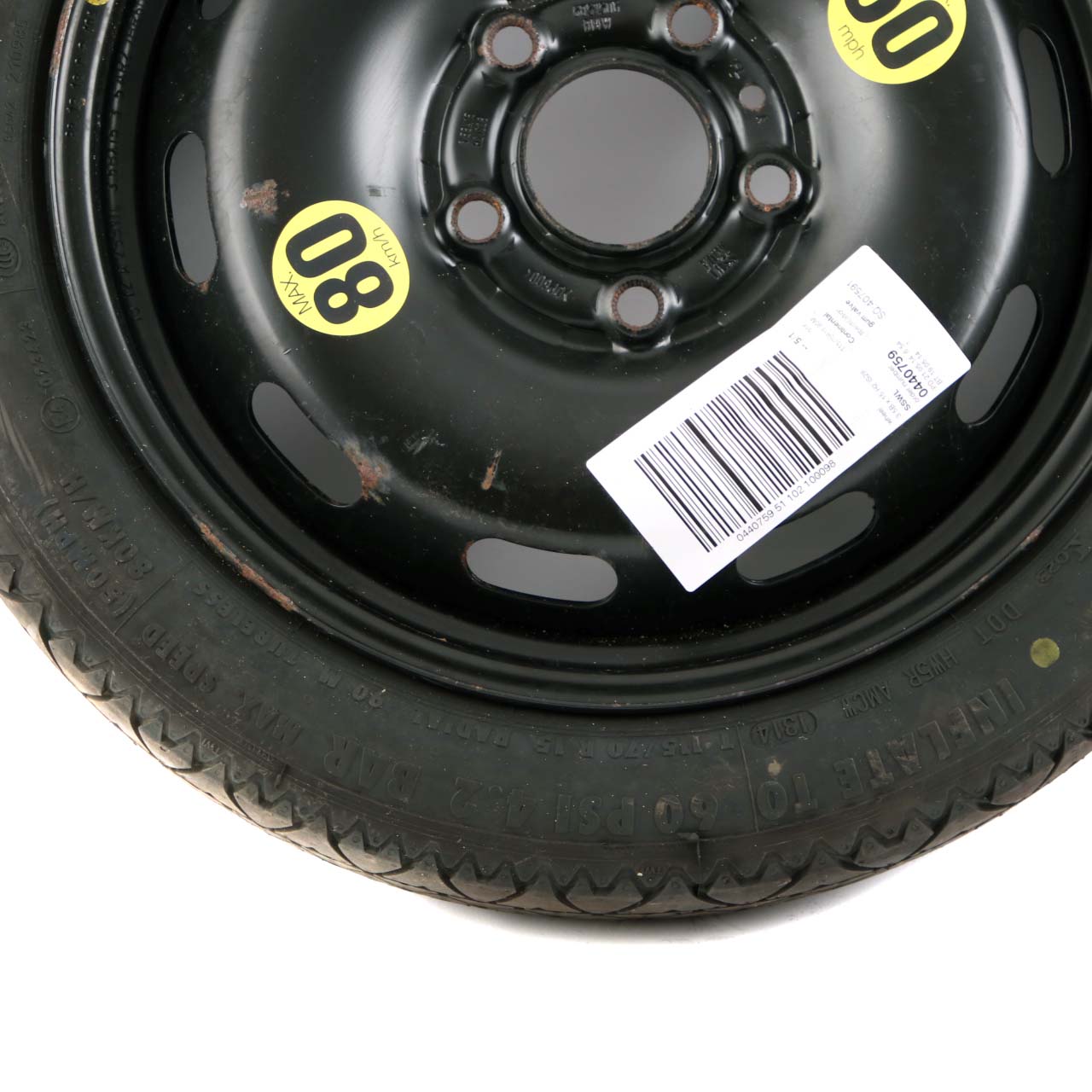 Ersatzrad Mini F55 F56 F57 Kompaktstahl Schwarz 115/70 R15 3,5J ET:28 6851506