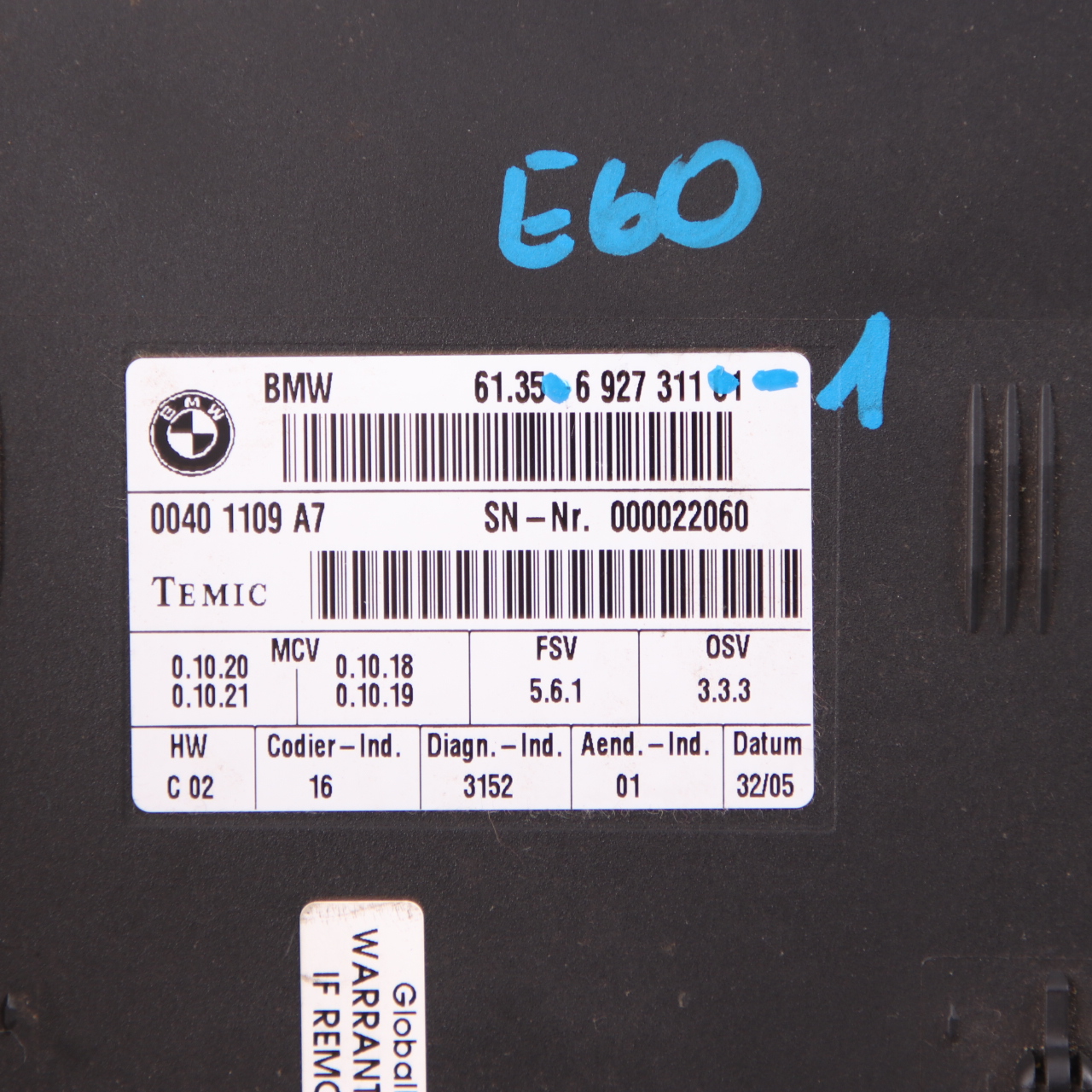 BMW E60 Vordersitzmodul Steuergerät Controller 6927311