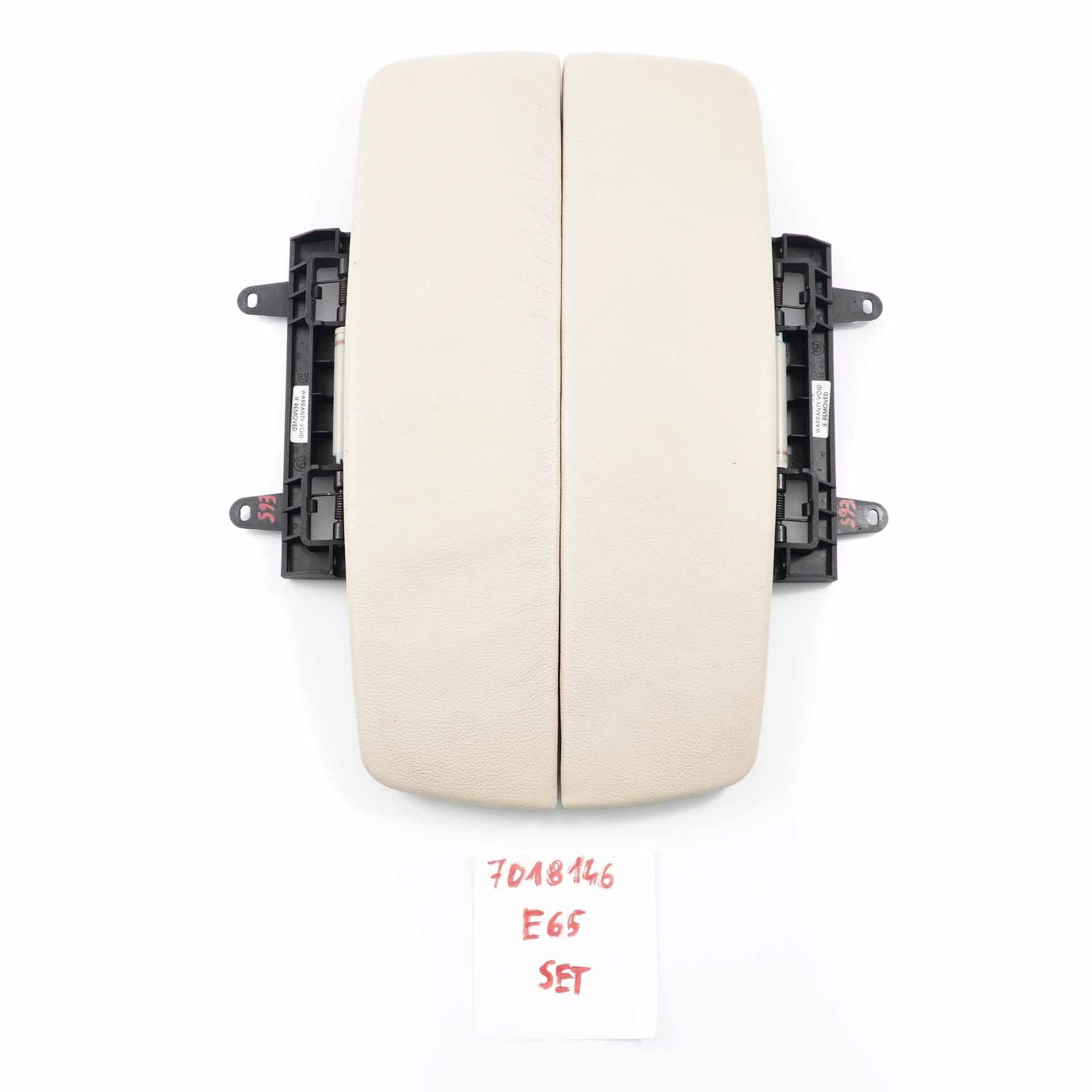 Armlehnenabdeckungsset BMW E65 E66 Mittelkonsolenverkleidung Leder Creme Beige