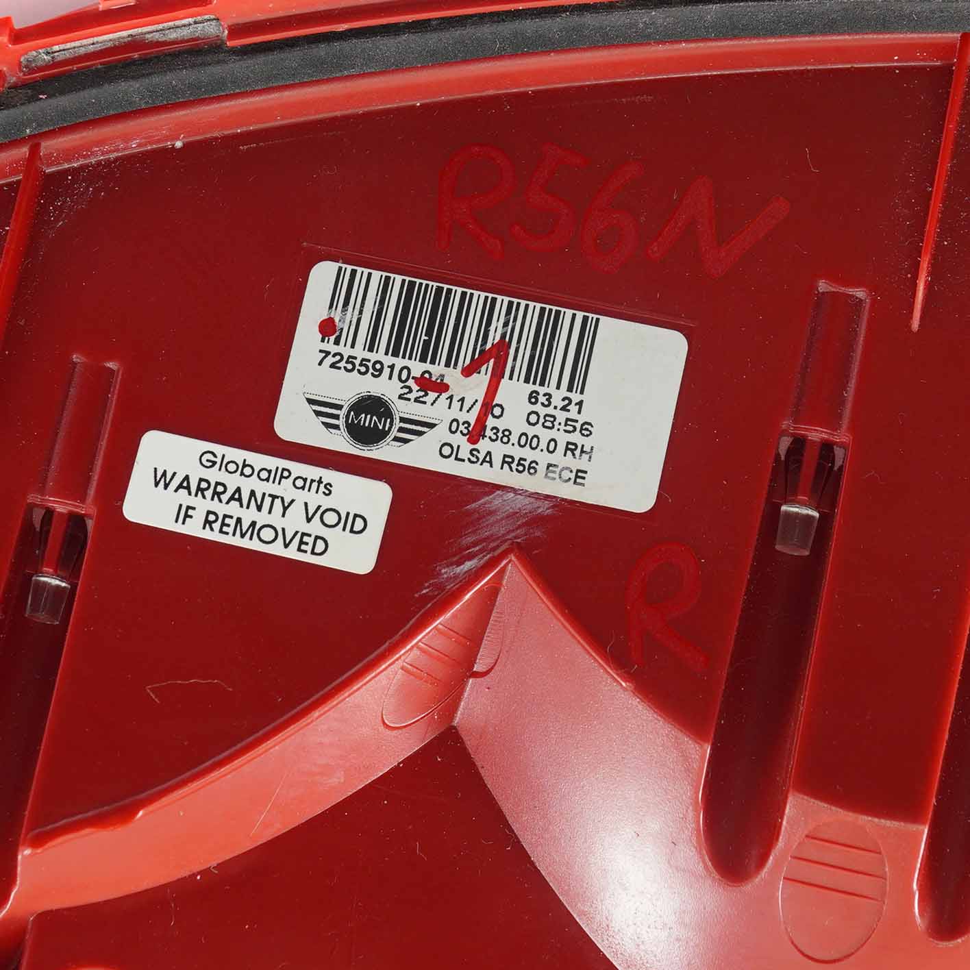 Rear Lamp Mini R56 R57 LCI Tail Light Right Side O/S Trim Panel 7255910