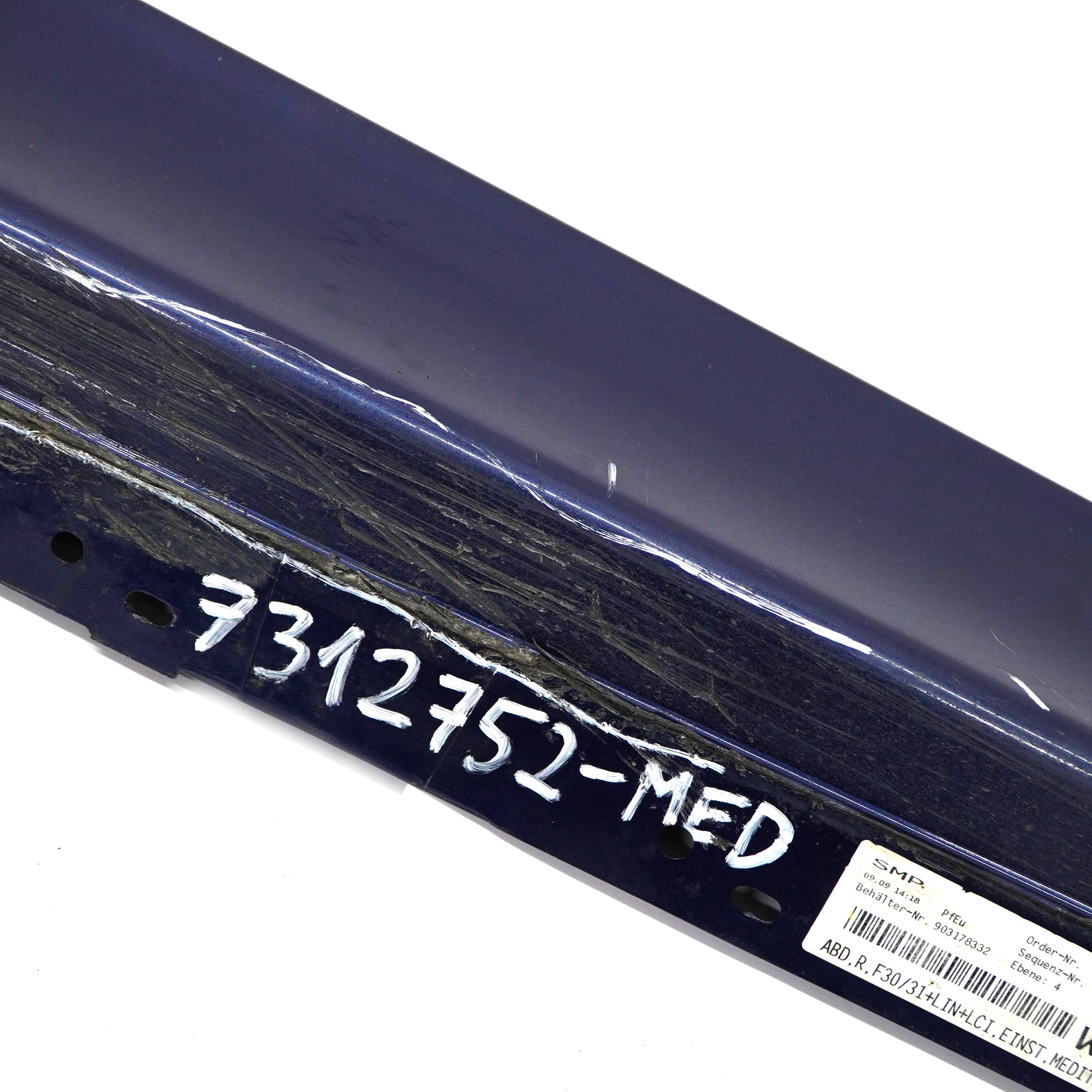 BMW F30 F31 Side Skirt Sill Strip Right O/S Mediterranean Blue Metallic - C10