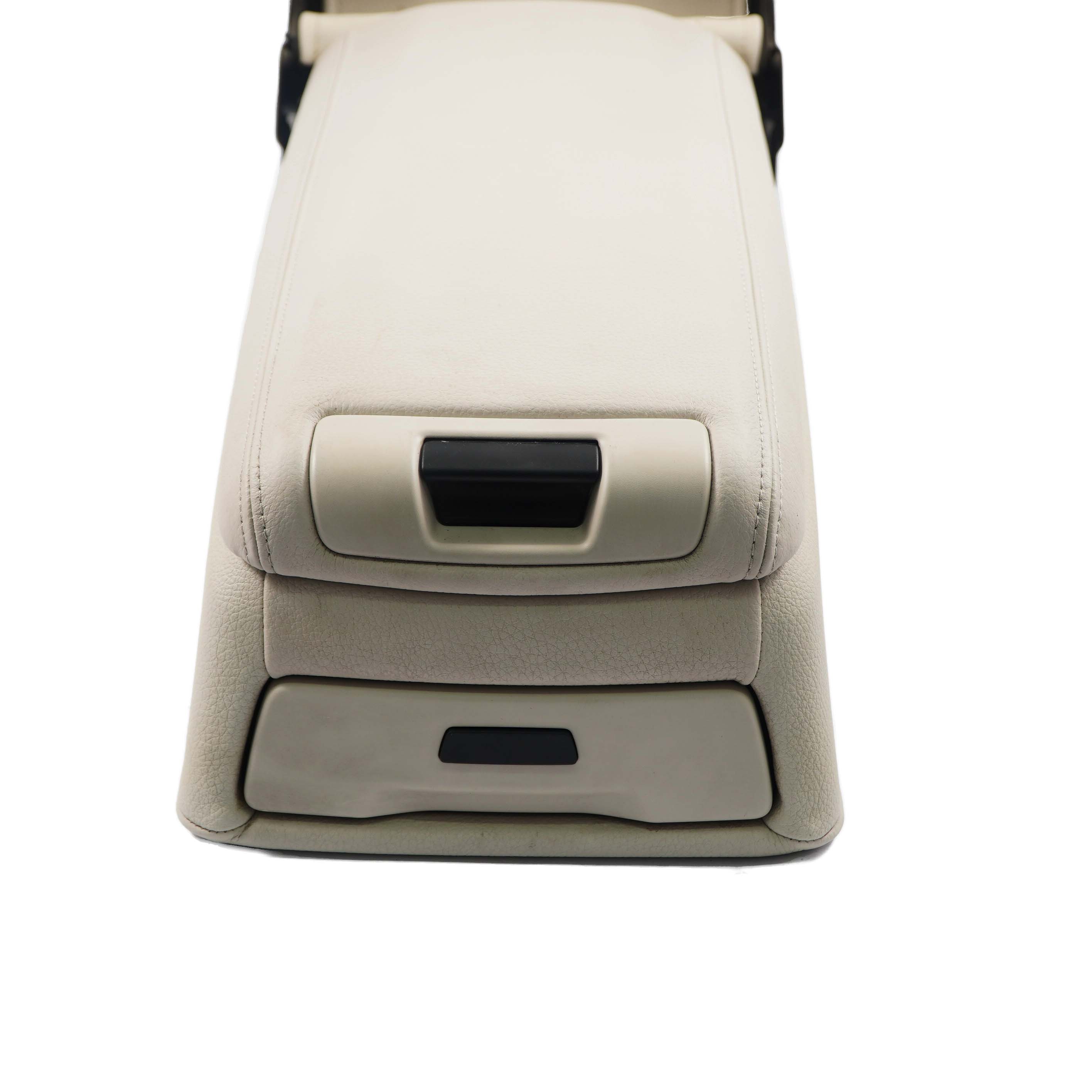 Rear Seat Armrest BMW F01 Centre Middle Tray Cup Holder Leather Ivory White