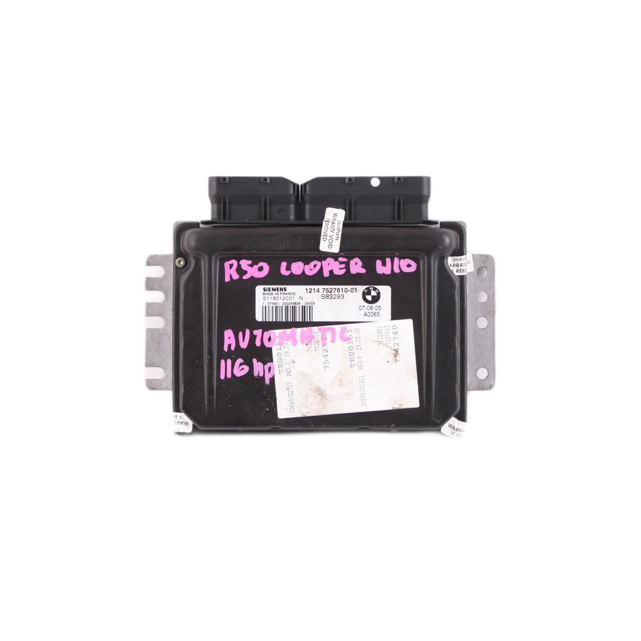 BMW Mini Cooper One R50 DME Benzinmotor Steuergerät ECU Automatik 7527610