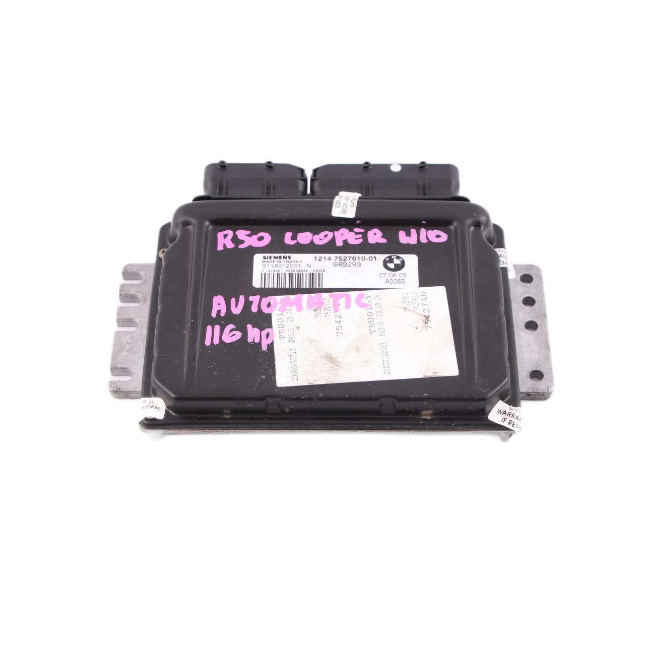 BMW Mini Cooper One R50 DME Benzinmotor Steuergerät ECU Automatik 7527610