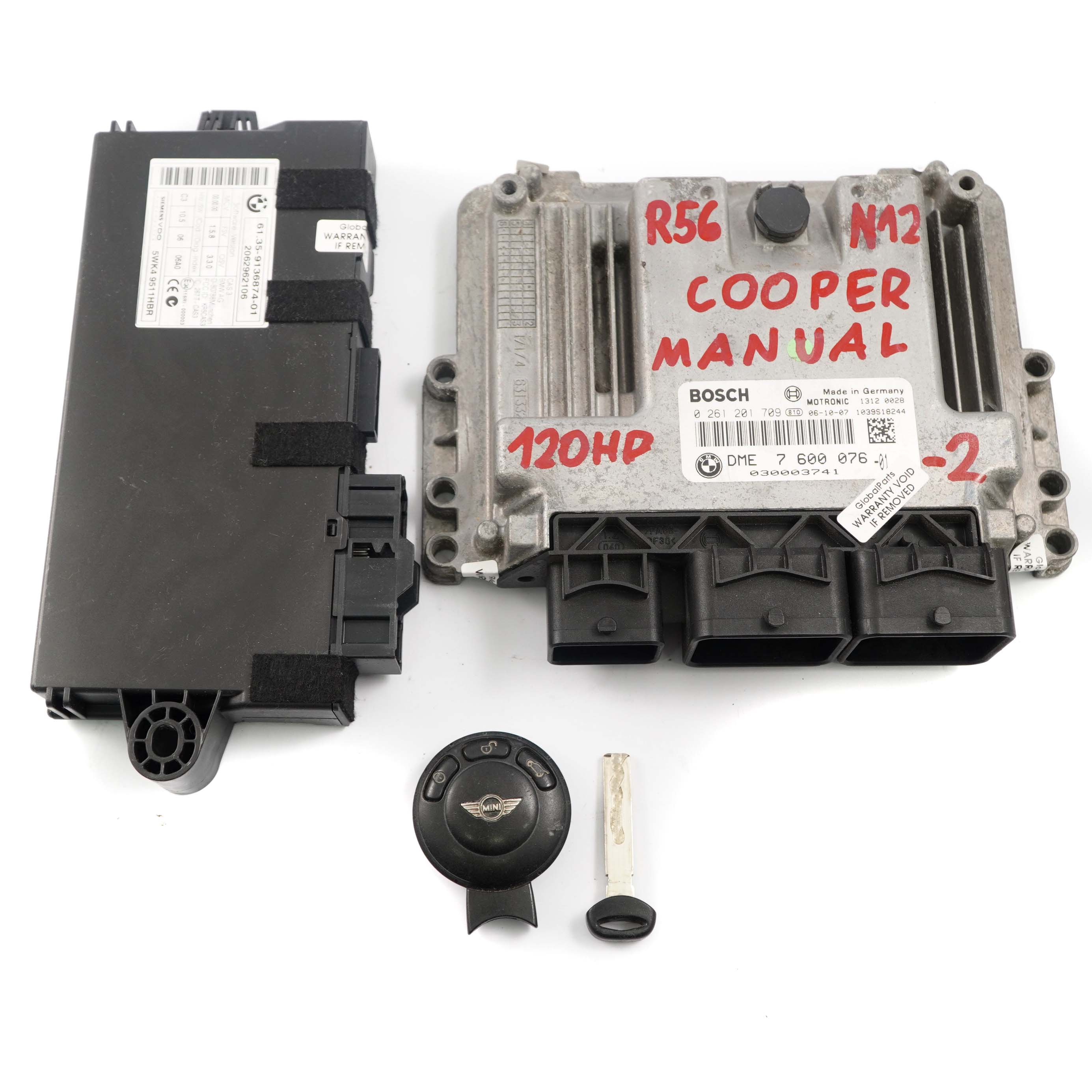 Mini R55 R56 N12 1.6 120PS ECU Steuergerät DME CAS3 + Schlüssel Schalbetriebe