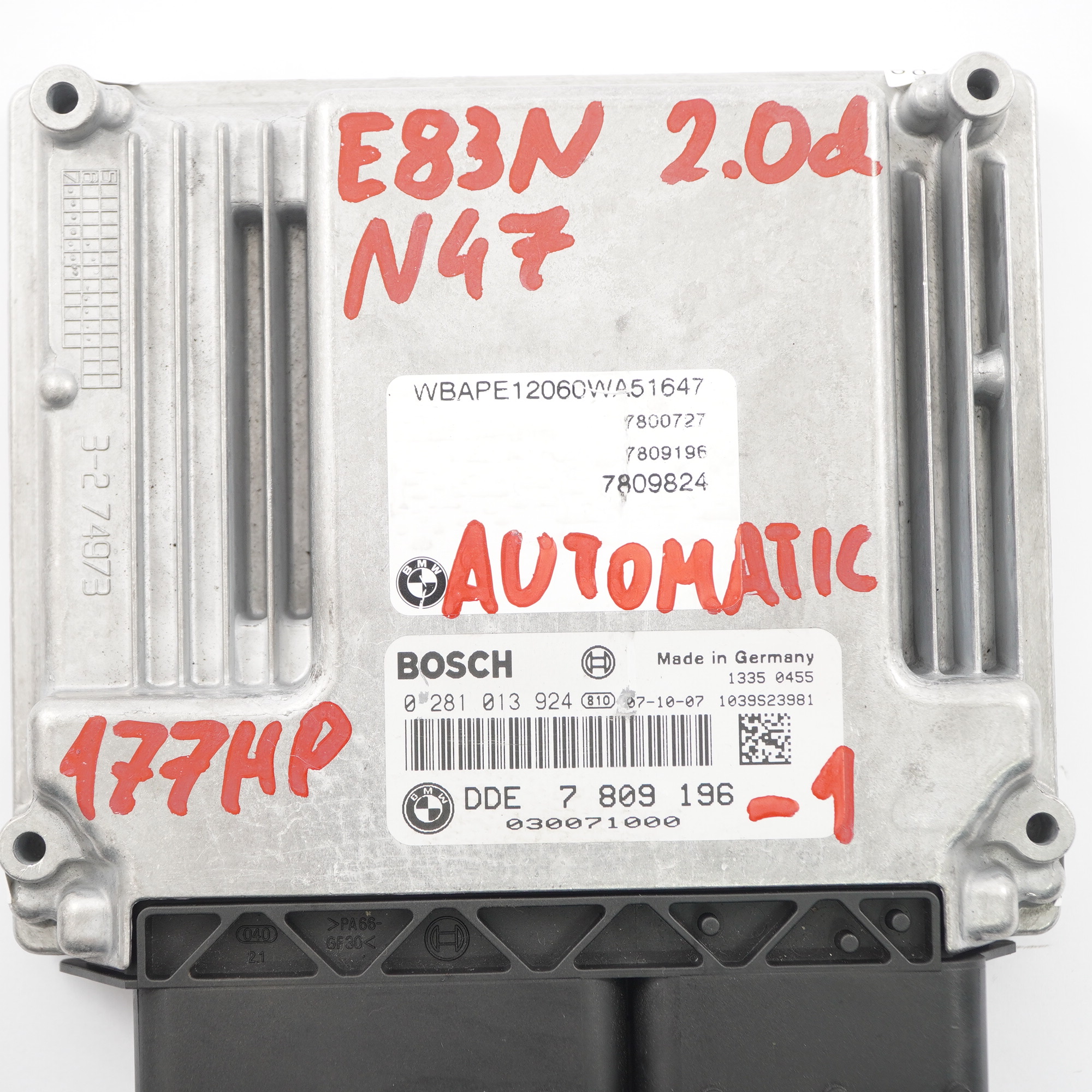 BMW X3 E83 LCI 2.0d N47 Motor ECU Modul Kit DDE 7809196 EWS Schlüssel Automatik