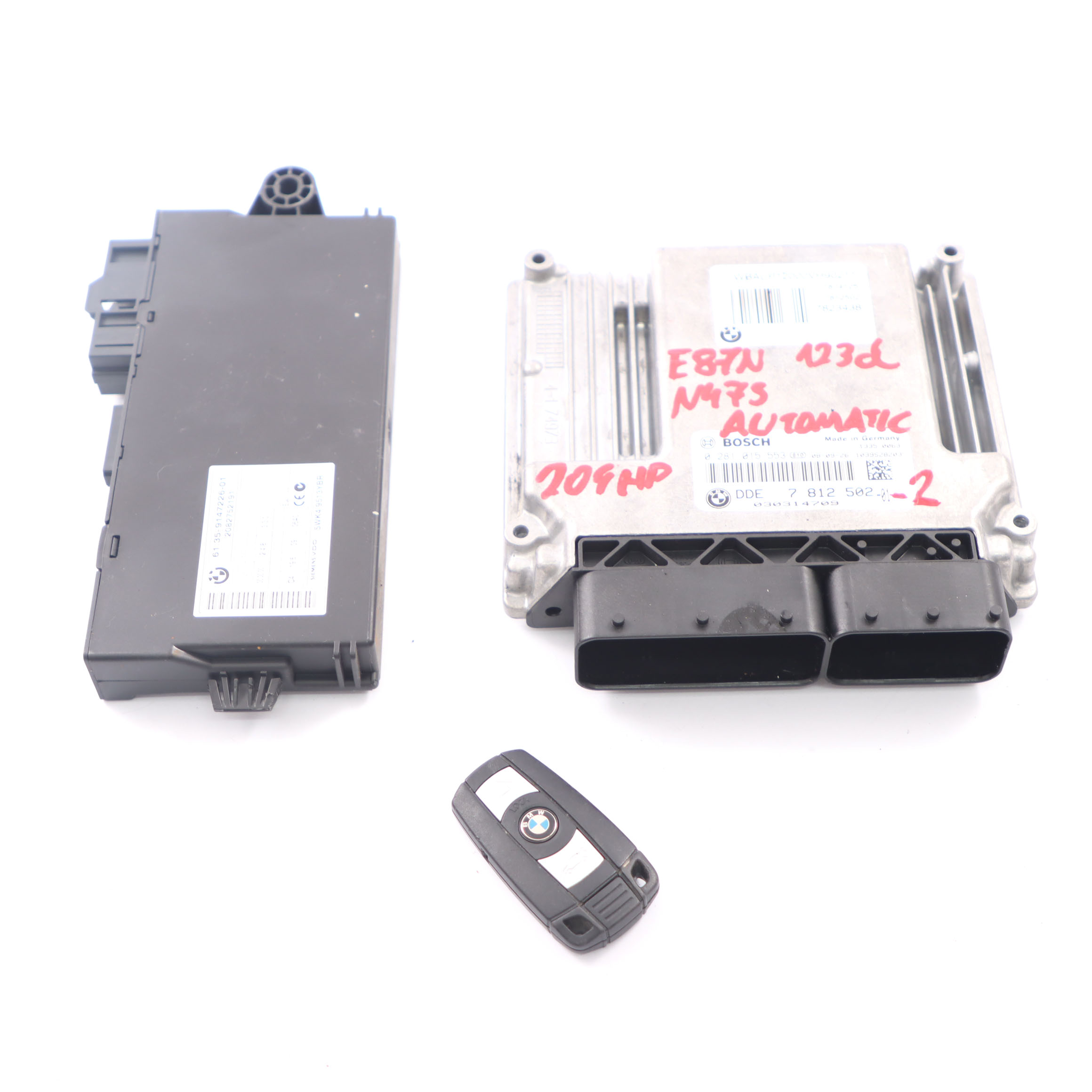 BMW E81 E82 E87 LCI E88 N47S 123d ECU Kit DDE 7812502 CAS3 Schlüssel Automatik