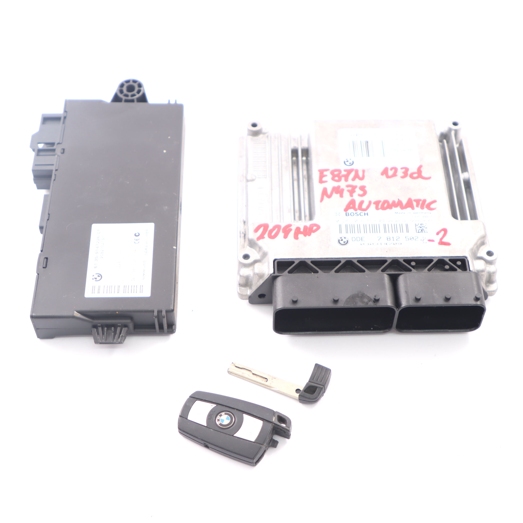 BMW E81 E82 E87 LCI E88 N47S 123d ECU Kit DDE 7812502 CAS3 Schlüssel Automatik