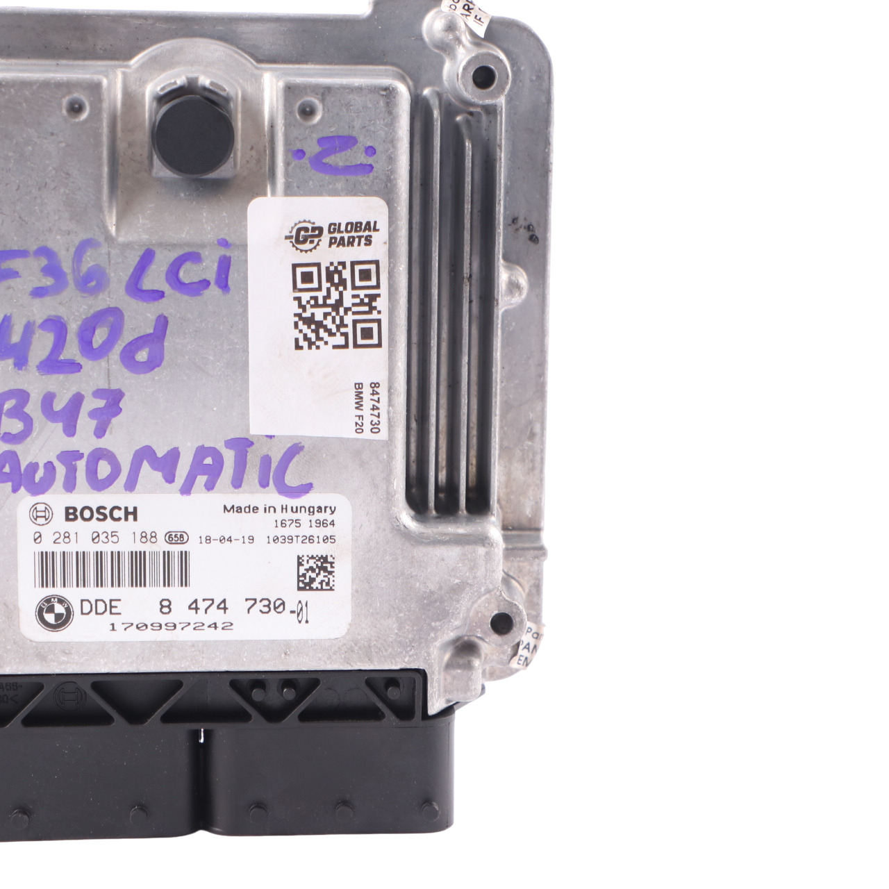 BMW F20 F21 F30 F31 LCI 120d 320d Diesel B47 190HP ECU DDE 8474730 Automatik