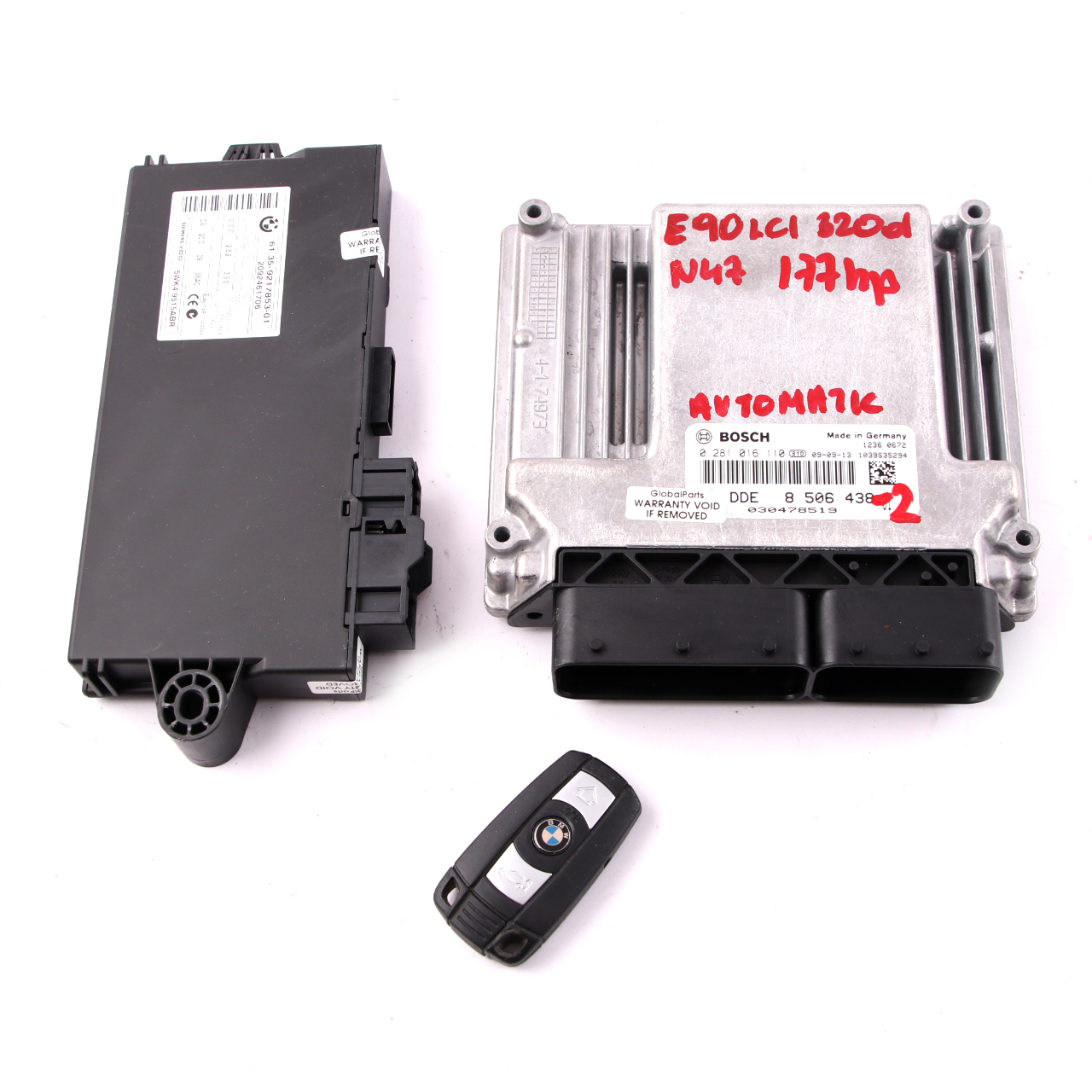 BMW E81 E87 LCI E90 E91 120d 320d N47 ECU KIT DDE 8506438 CAS 3 Schlüssel