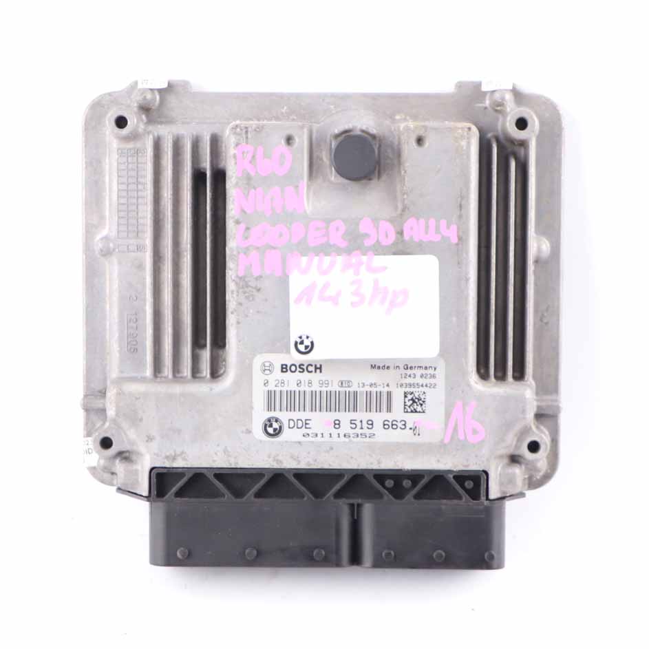 Mini Cooper SD R56 LCI R60 N47N Stuergerät ECU Kit DDE 8519663 CAS3 Schlüssel