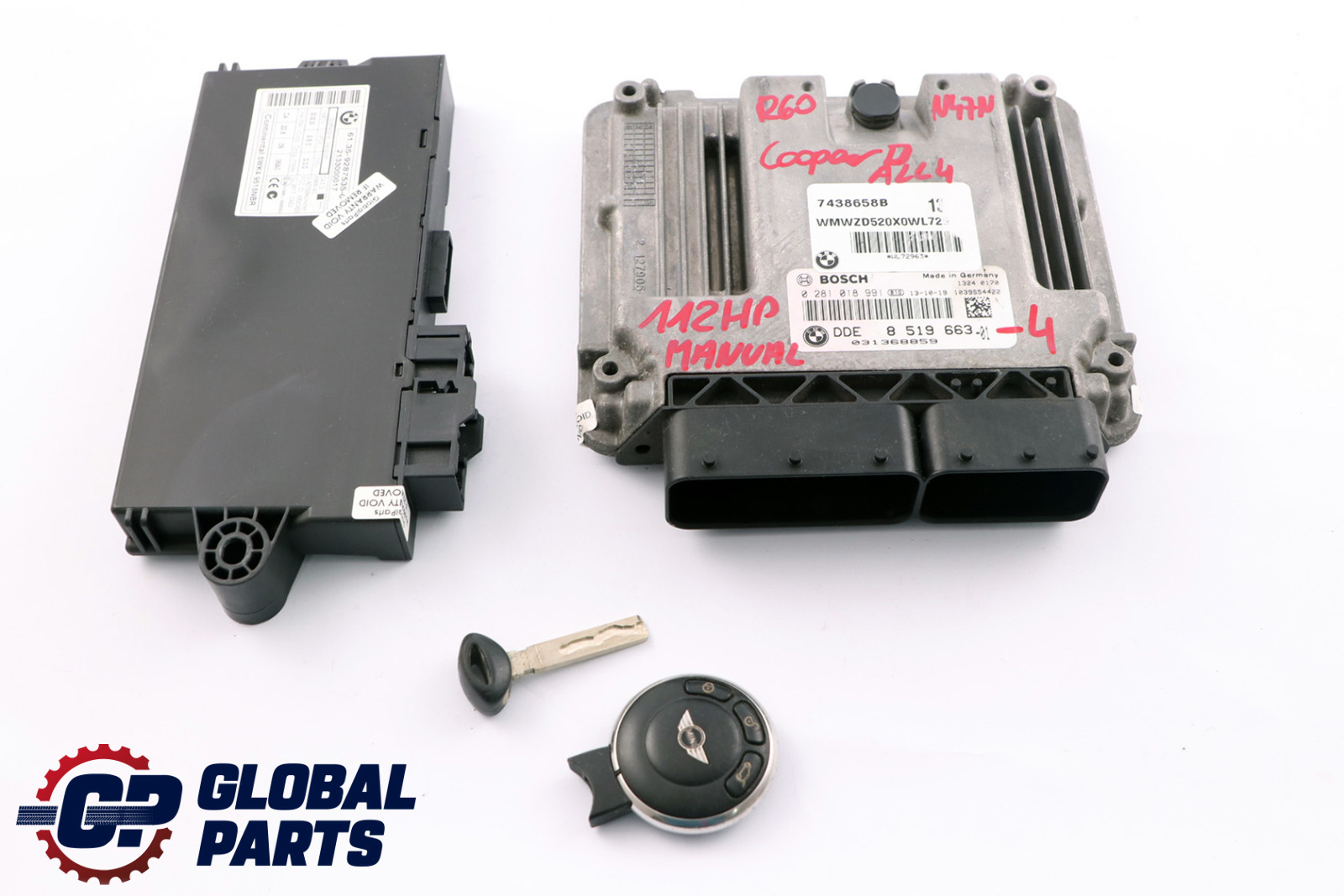 BMW Mini Cooper D ALL4 R60 N47N Stuergerät ECU Kit DDE 8519663 CAS3 Schlüssel