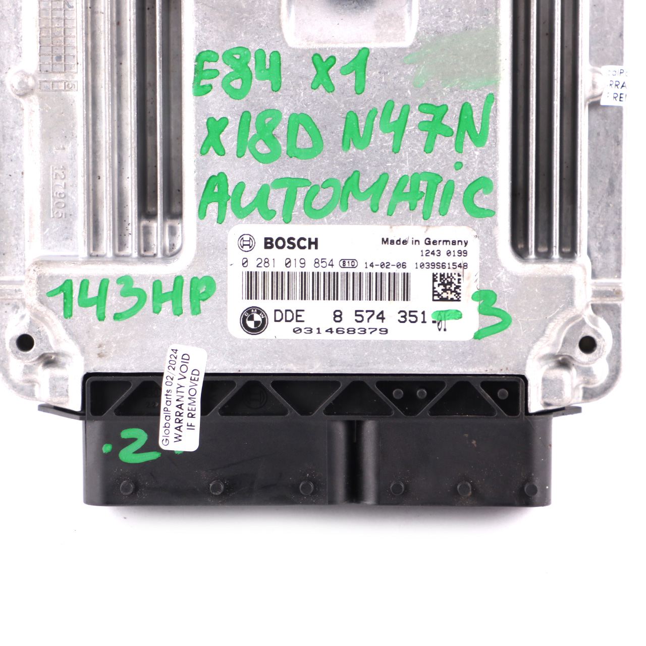 BMW X1 E84 18d 18dX Diesel N47N 143HP Motoreinheit ECU DDE 8574351 Automatik