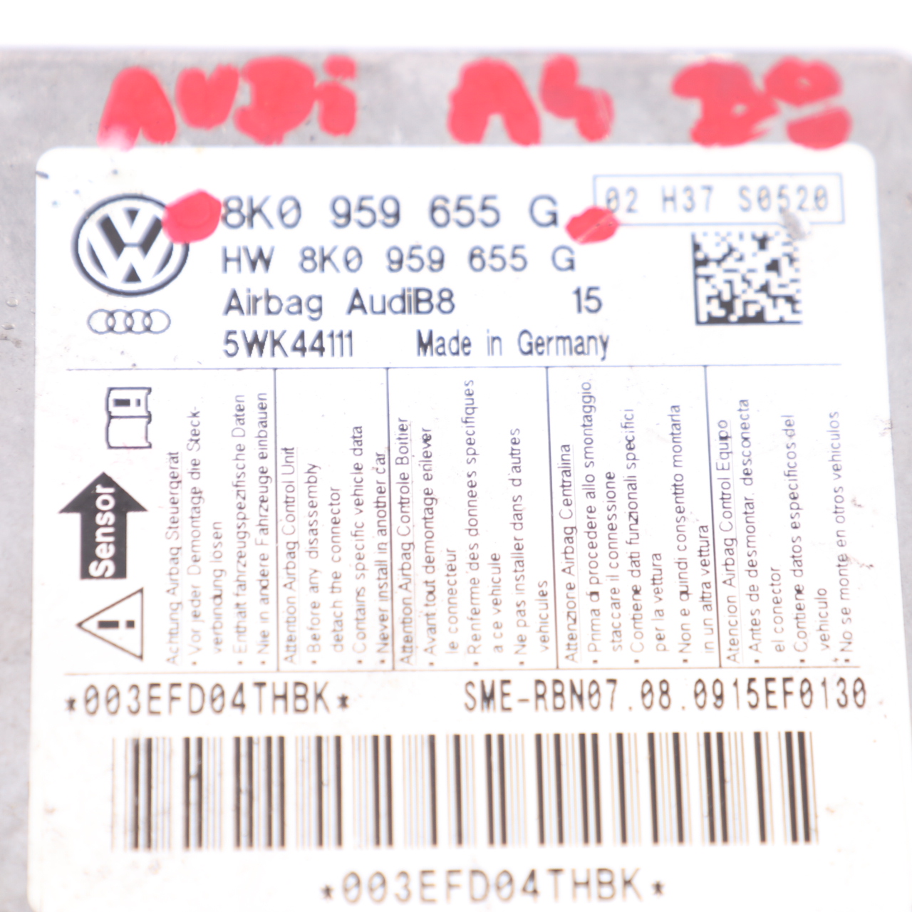 Audi A4 B8  Airbag Modul ECU Steuergerät Crash Sensor Air Bag 8K0959655G