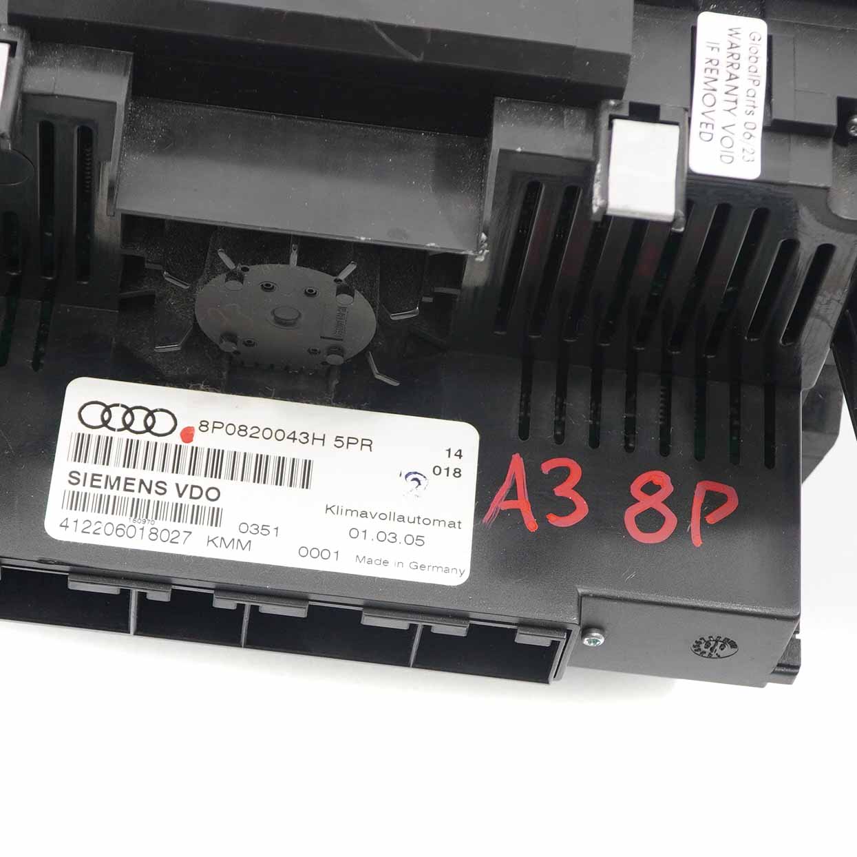 Audi A3 8P Heizung Klima Kontrolle A/C Einheit Schalter Panel 8P0820043H