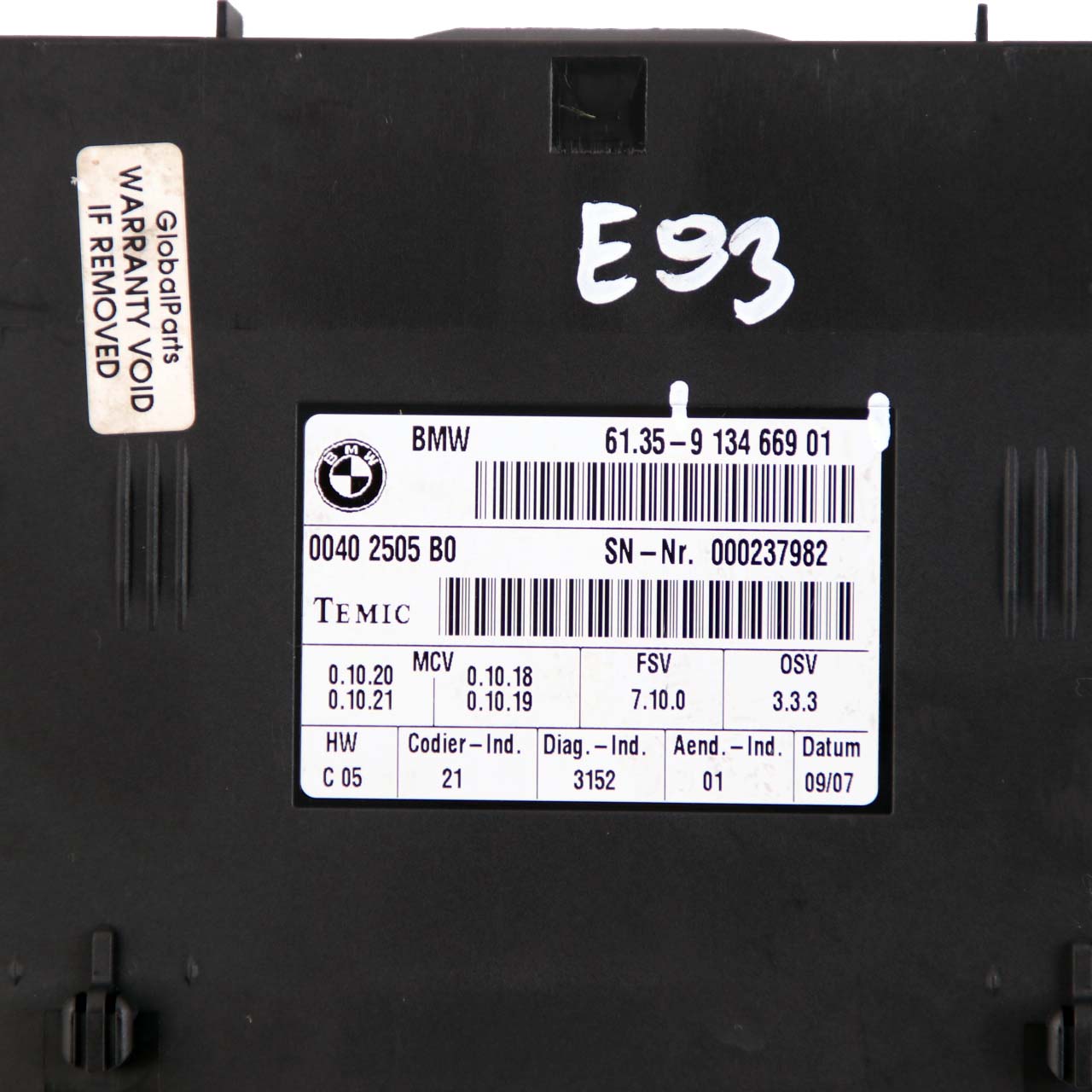 BMW 3 er E93 Sitzmodul Module ECU 9134669 FSV 7.10.0