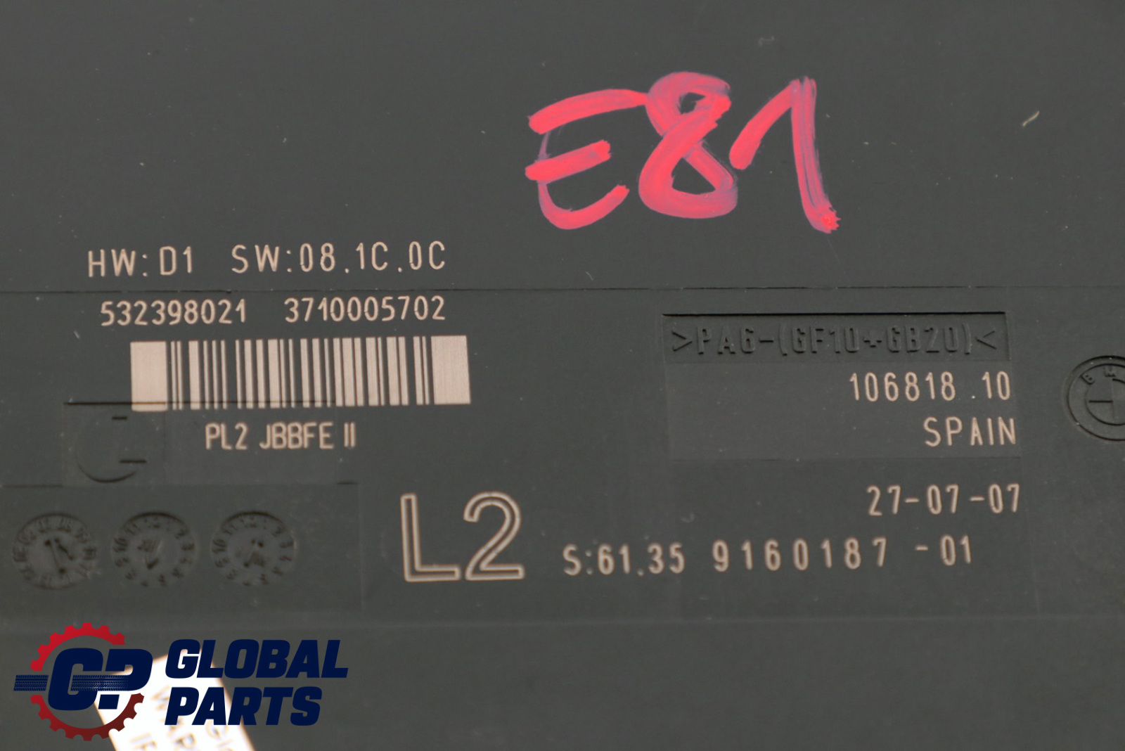 BMW 1 er E81 Karosseriesteuergeraet Module ECU JBBFE II Junction Box 61359160187