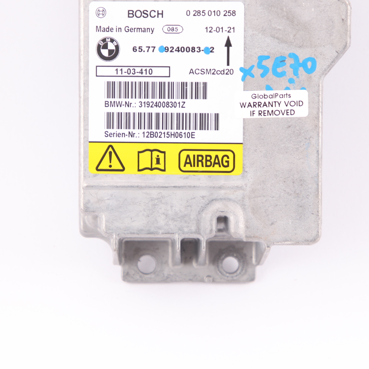 BMW X5 E70 X6 E71 Sicherheits steuergerät Air Module Bag ECU Bosch 9240083