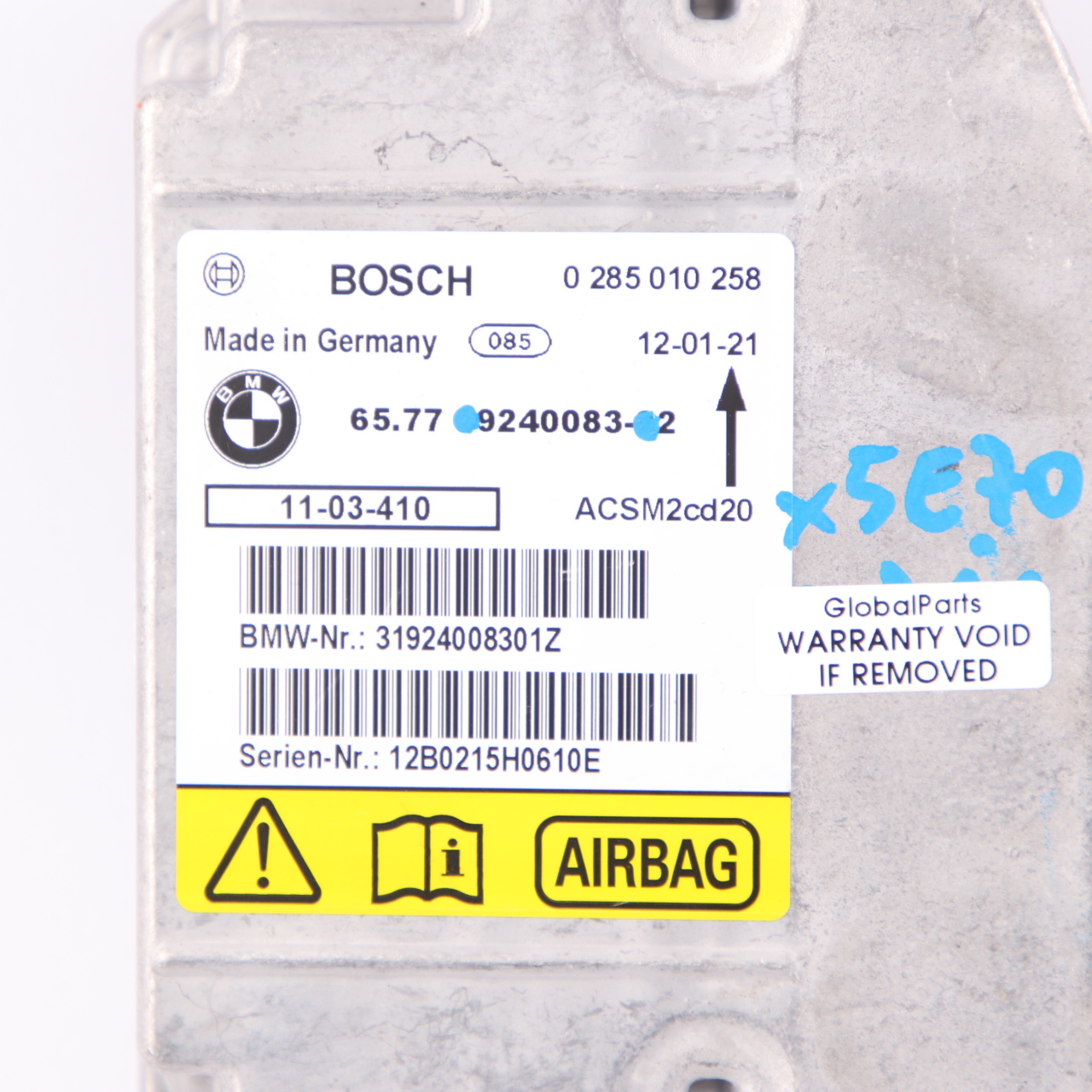 BMW X5 E70 X6 E71 Sicherheits steuergerät Air Module Bag ECU Bosch 9240083