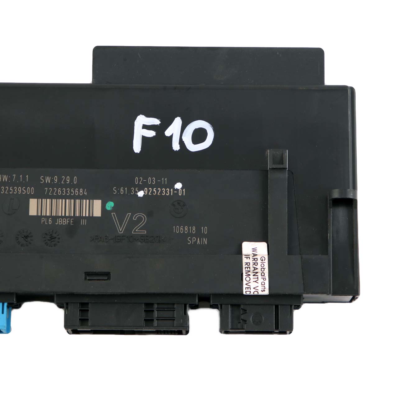 BMW F10 ECU Körperkontrolle Modul Anschlussdose V2 PL6 JBBFE III 9252331