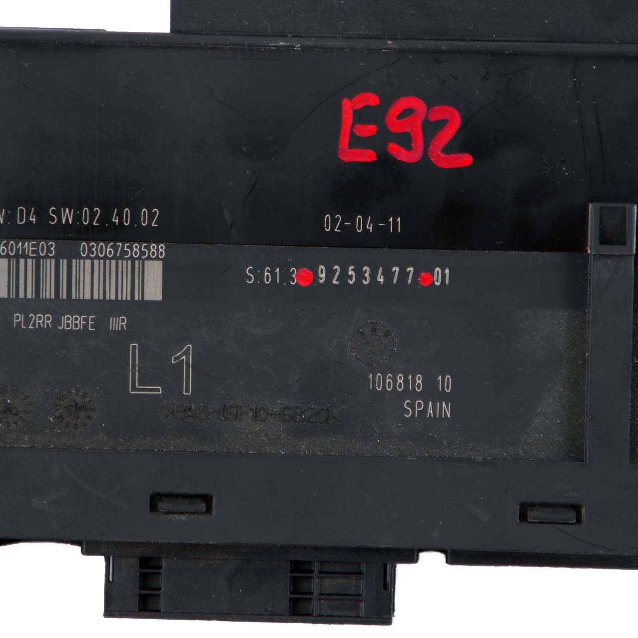 BMW E92 ECU Body Control Modul Anschlussdose L1 PL2RR JBBFE IIIR 9253477