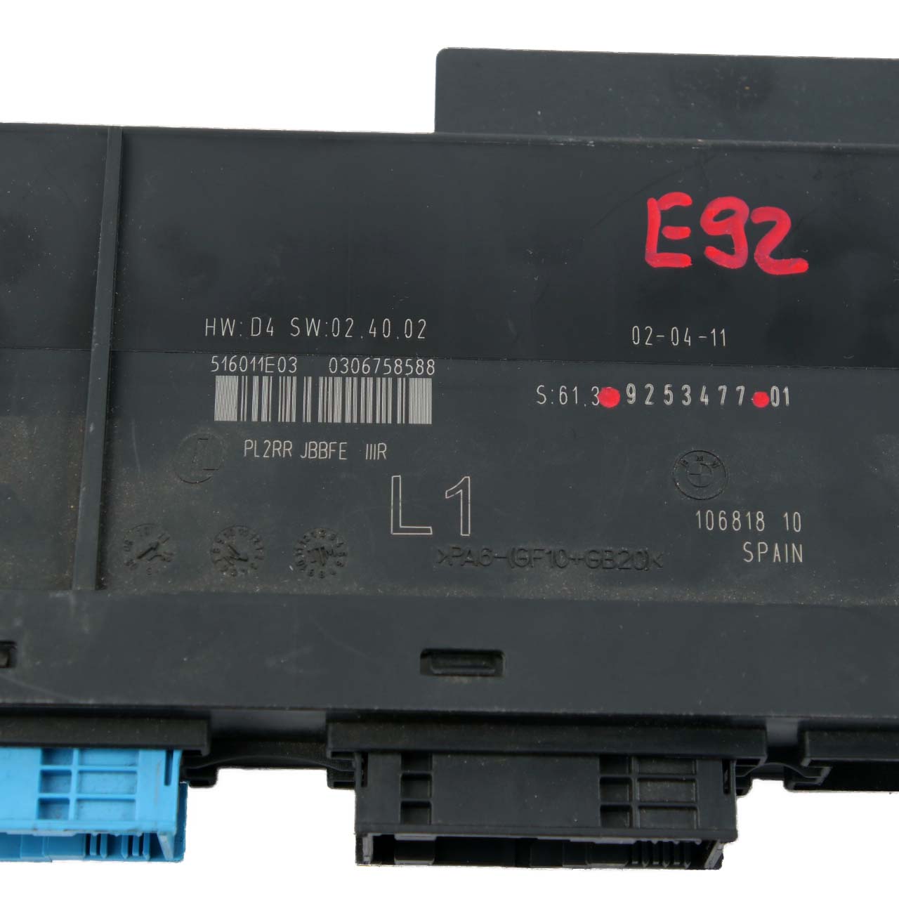 BMW E92 ECU Body Control Modul Anschlussdose L1 PL2RR JBBFE IIIR 9253477