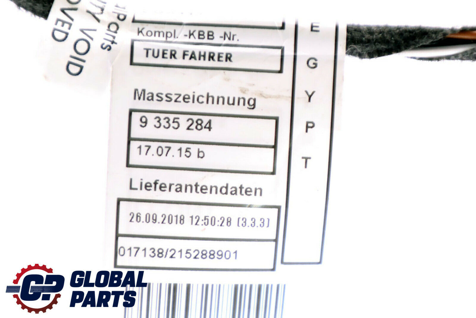 BMW F20 Fahrer Seite Tür Kabelbaum Verdrahtung 9335291